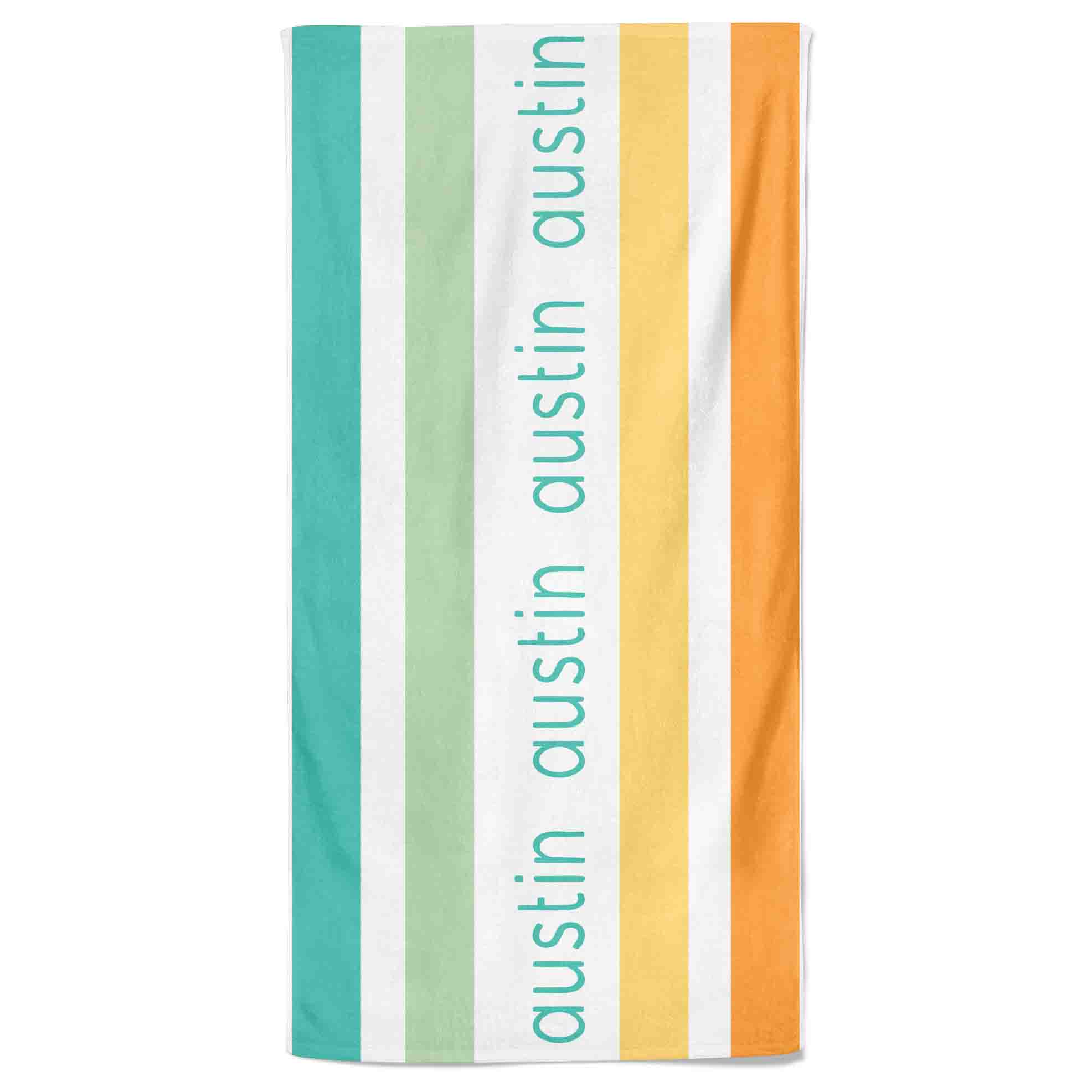  Earthy Stripes Personalized Kids Beach Towel、mySite、layawaytickets
