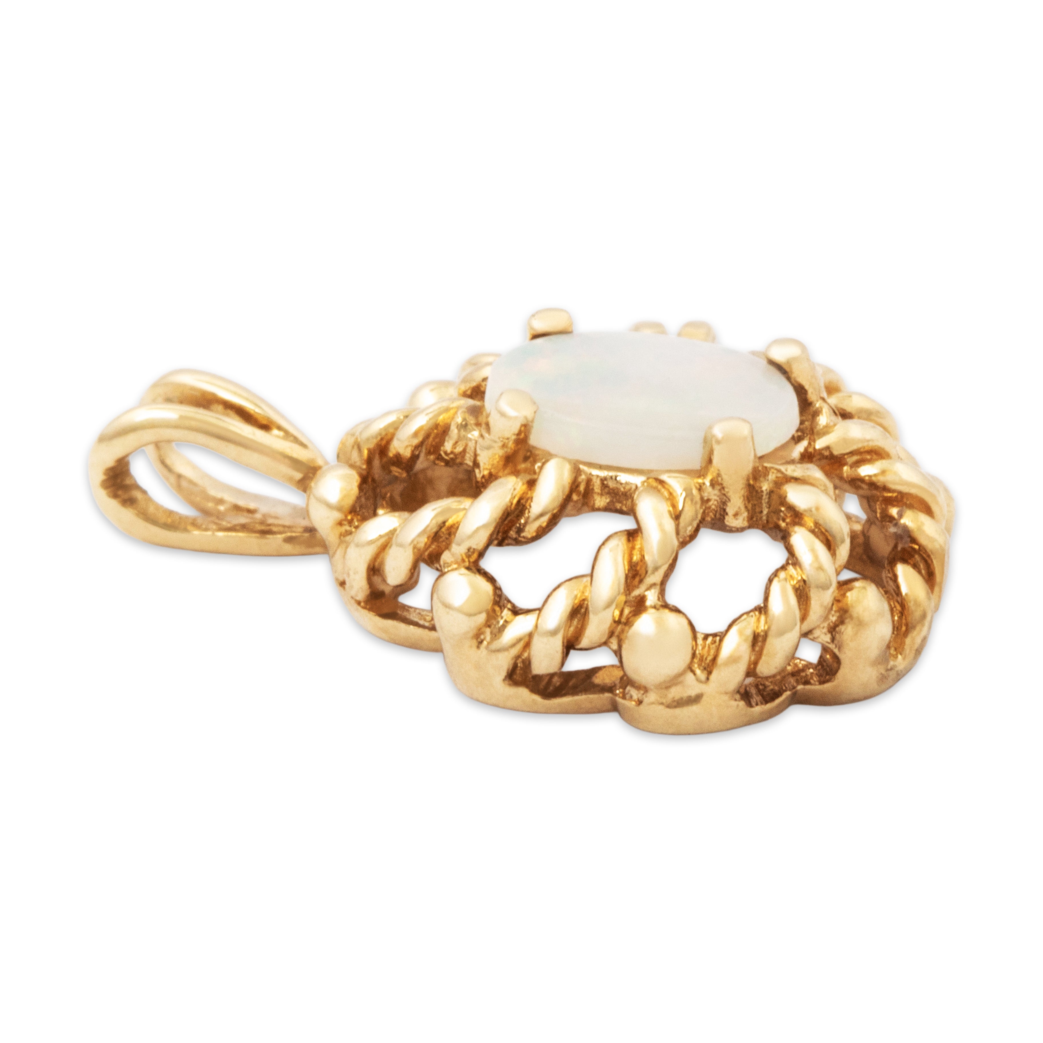 Vintage 10k Yellow Gold Opal Rope Cable Pendant、mySite、hinf8tx79