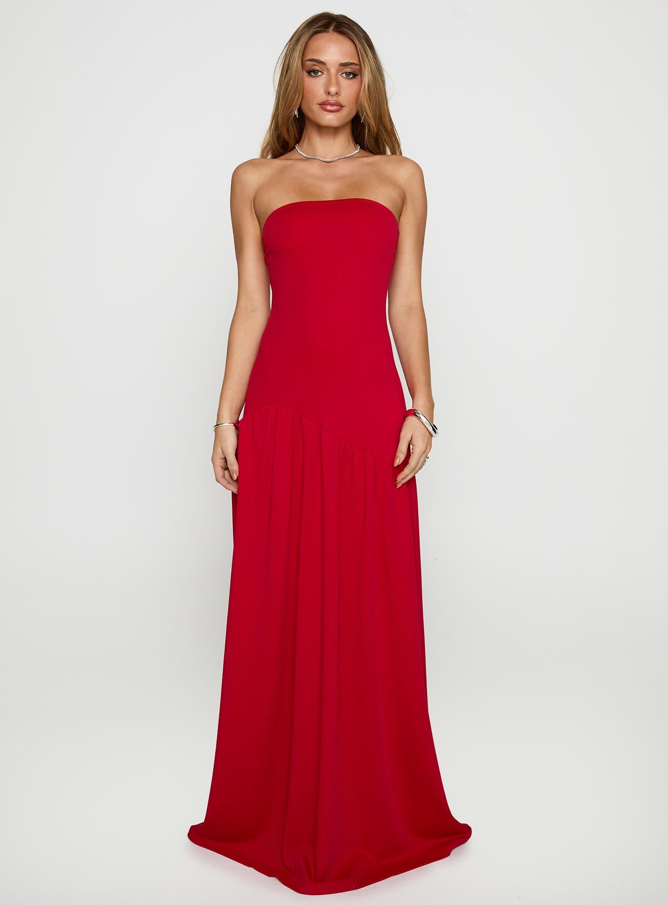 Move Me Strapless Maxi Dress Red、mySite、solidvoid