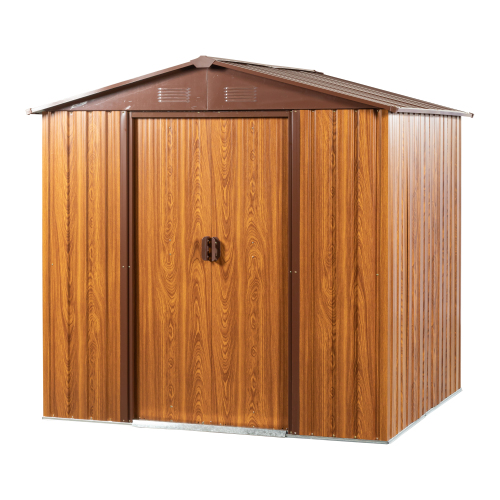 6 Ft. W X 6 Ft. D Metal Storage Shed Appealing horizontal siding in woodgrain with coffee trim to complement、、eastwooduniform