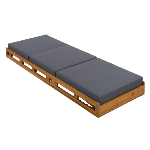 LOUNGE CHAISE SET, ACACIA WOOD WITH WATER-RESISTANT LOUNGE CUSHIONS (CREAM & 4 INCH THICK) - MATCHING DARK GREY VERSION AVAILABLE、、eastwooduniform