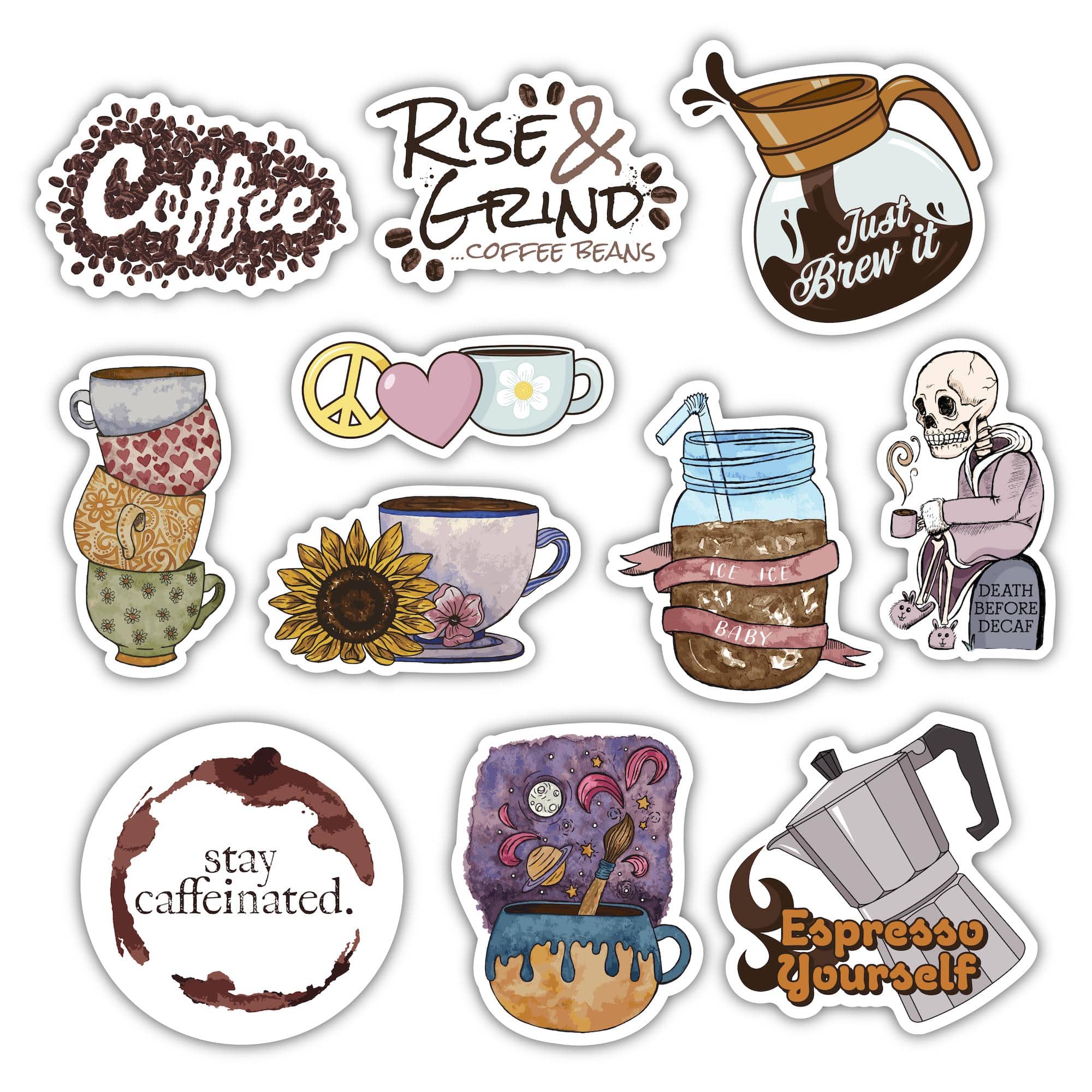  Coffee Lovers Stickers 11 Pack、mySite、elrpsem3k