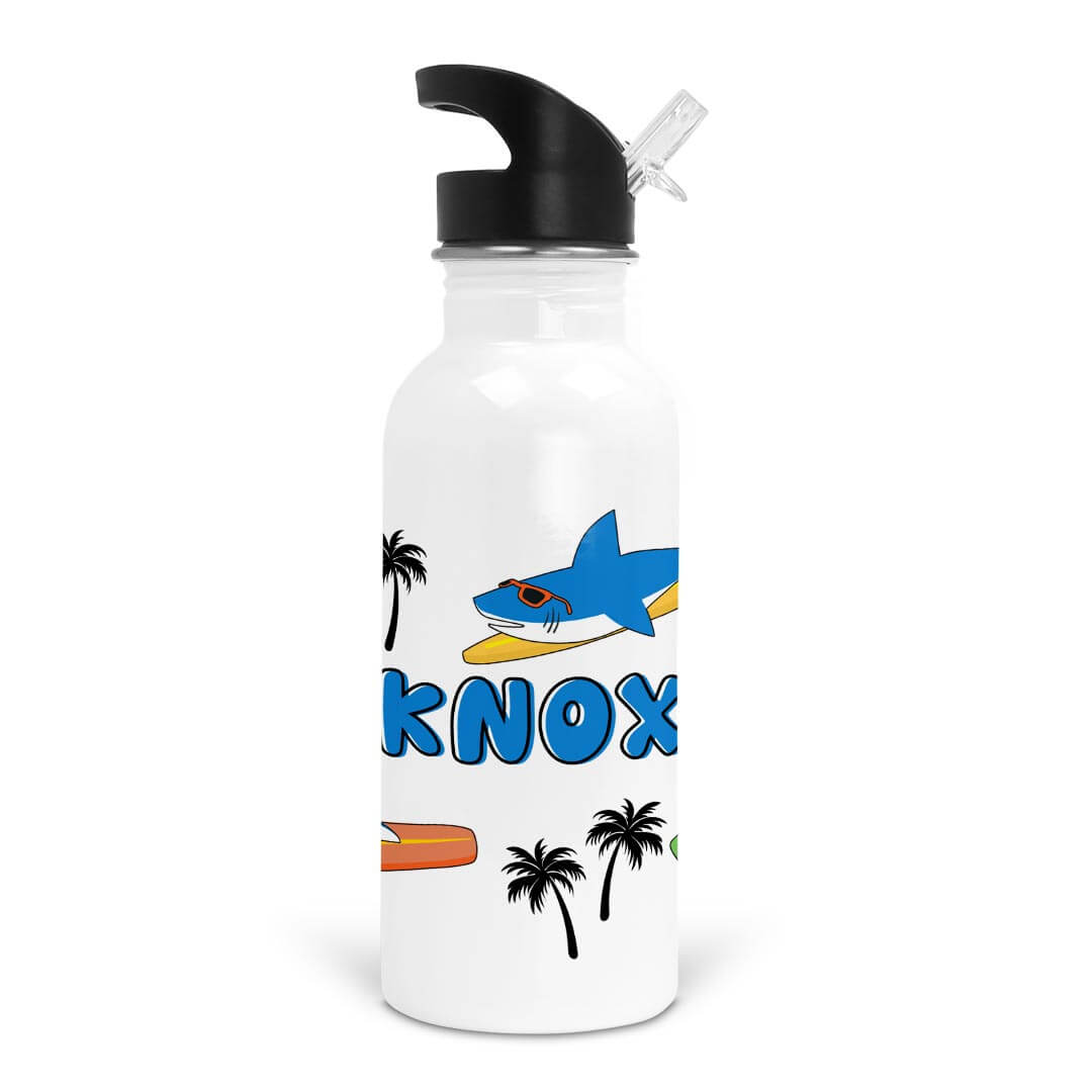  Surfin' Sharks Personalized Kids Water Bottle、mySite、layawaytickets