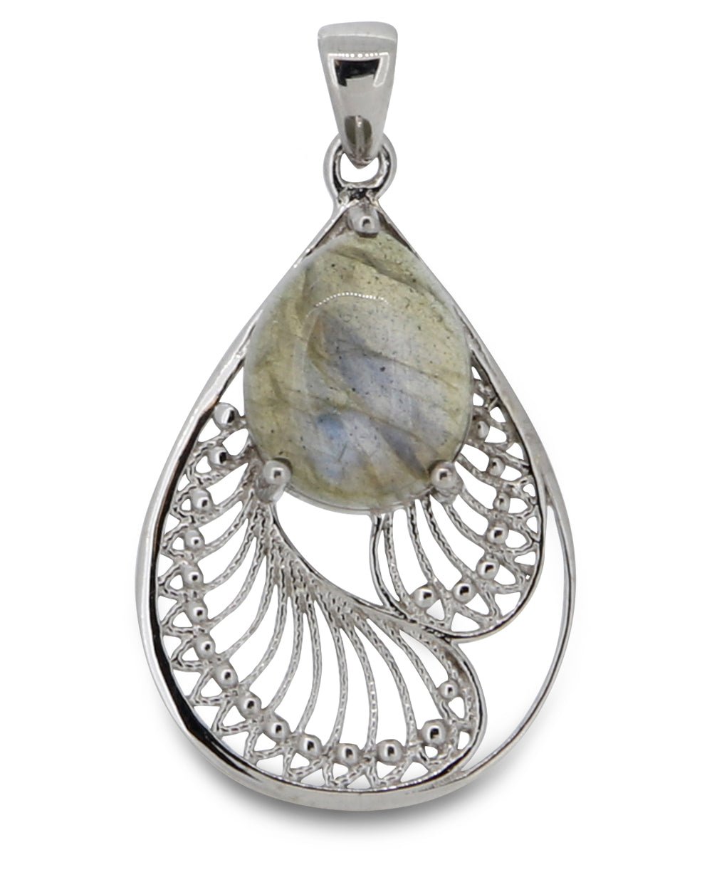 Labradorite Pendant in Sterling Silver Feather Design、mySite、topwebapps