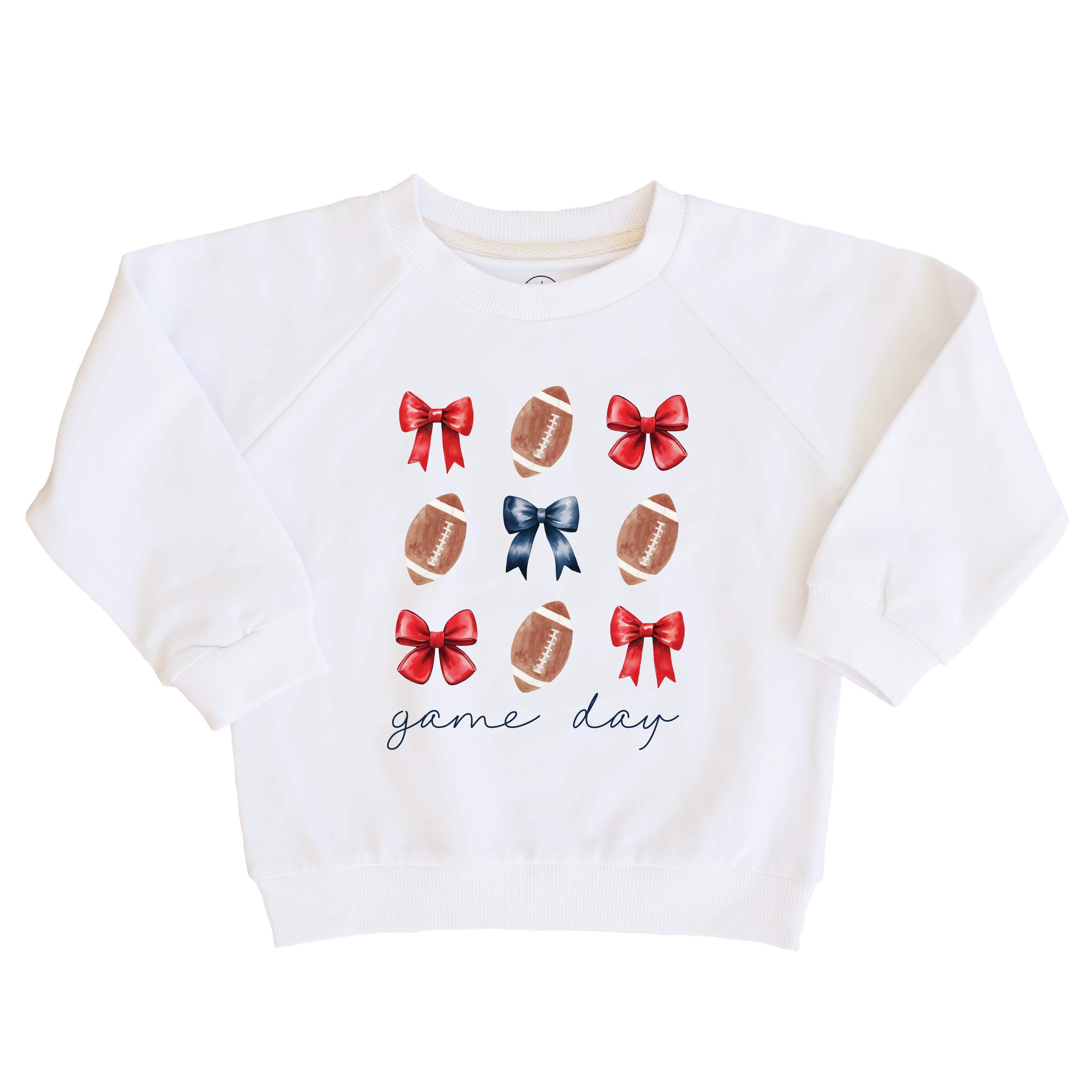  University of Mississippi | Footballs & Bows Kids Graphic Sweatshirts、mySite、layawaytickets