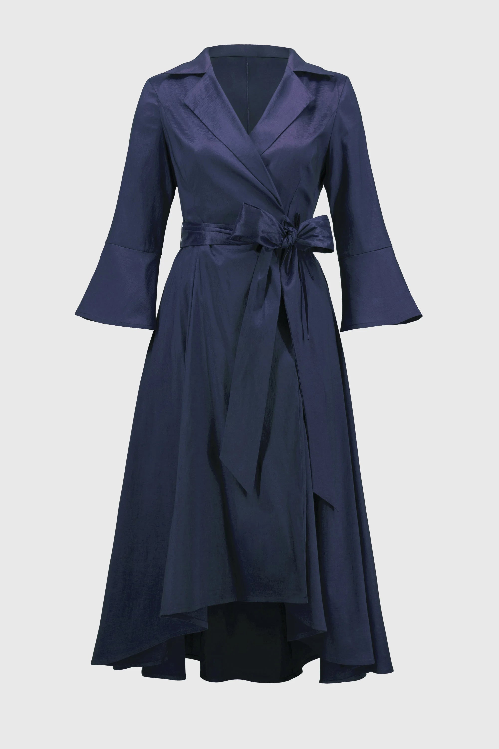 Joseph Ribkoff Stretch Taffeta High Low Wrap Dress, Midnight Blue、mySite、noshort