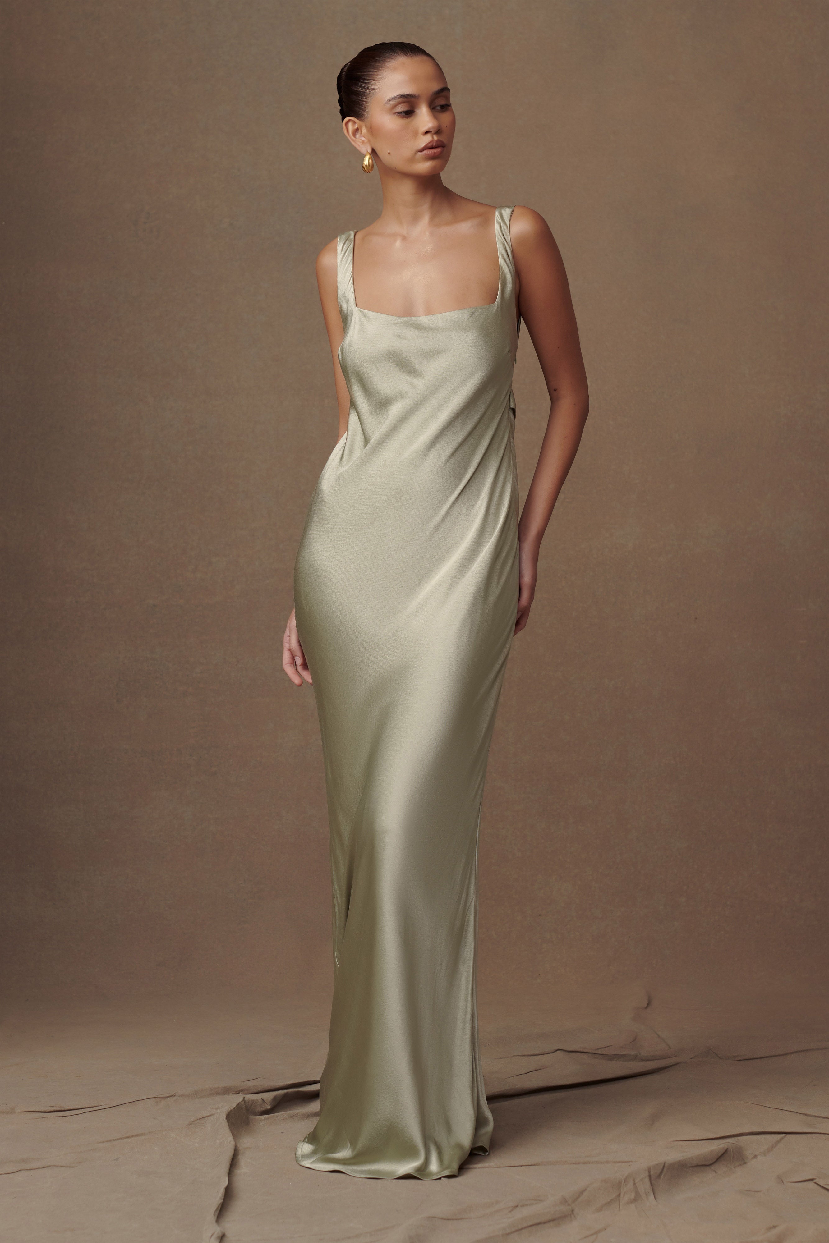 Ensley Satin Maxi Dress - Sage、mySite、solidvoid