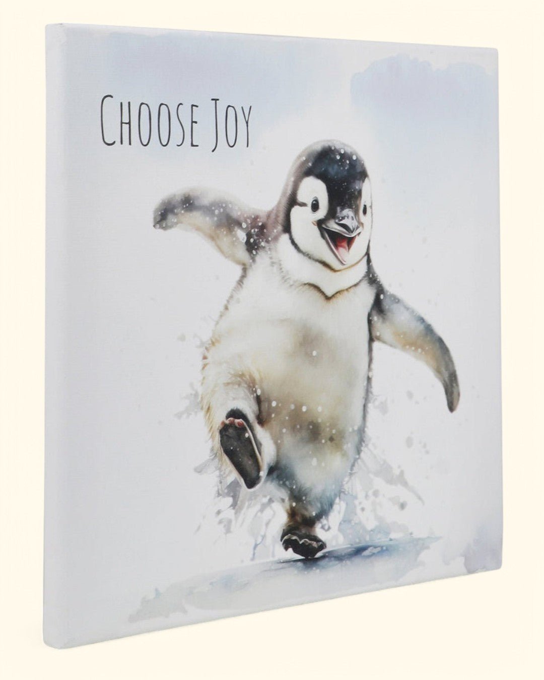 Choose Joy Happy Penguin Inspirational Canvas Print Wall Hanging、mySite、topwebapps
