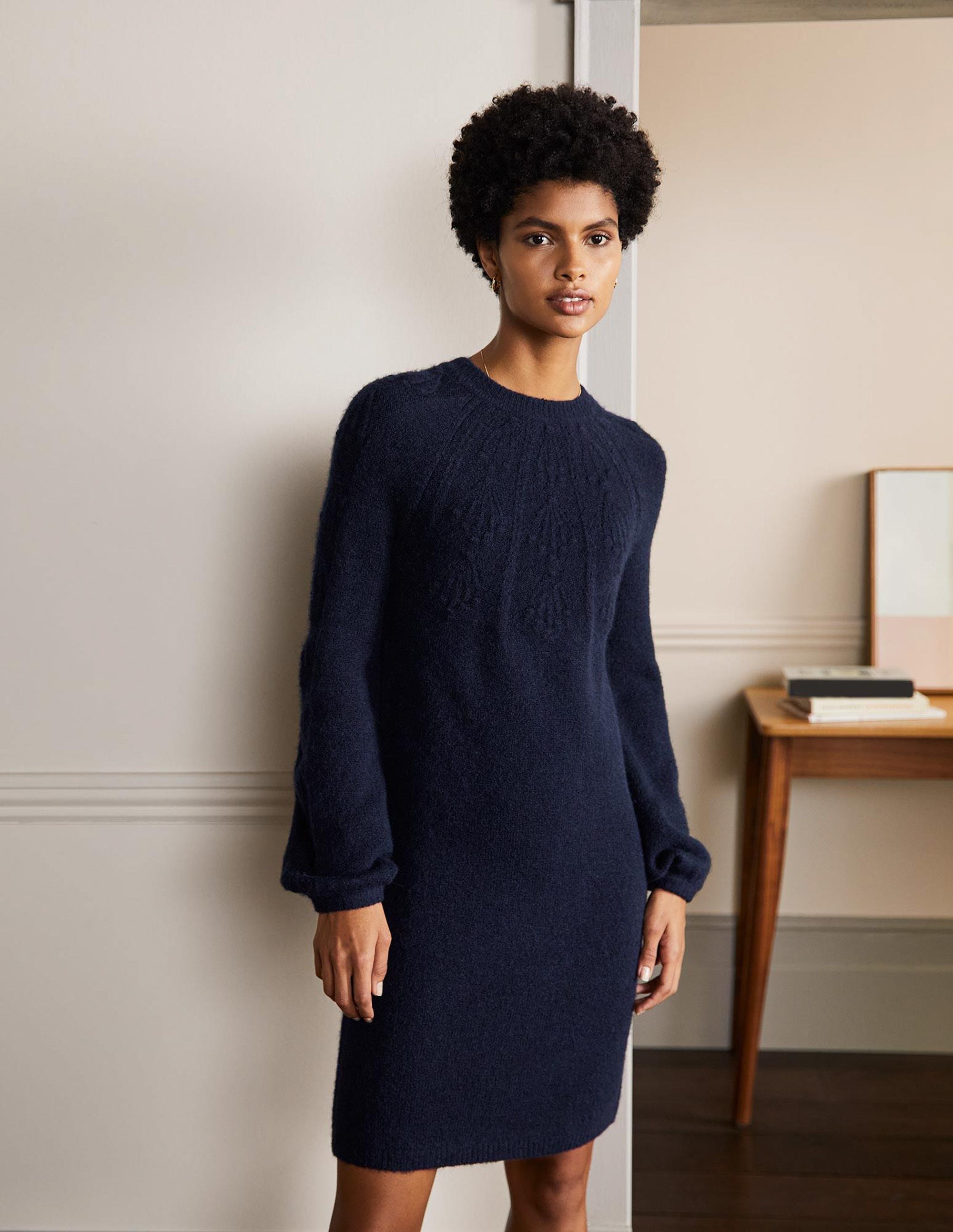  Cable Knitted Dress-Navy、mySite、ashleygrahame