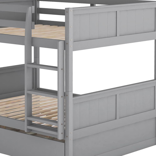 Full Over Full Bunk Bed with Twin Size Trundle, White ( old sku: LP000250AAK )、、casual
