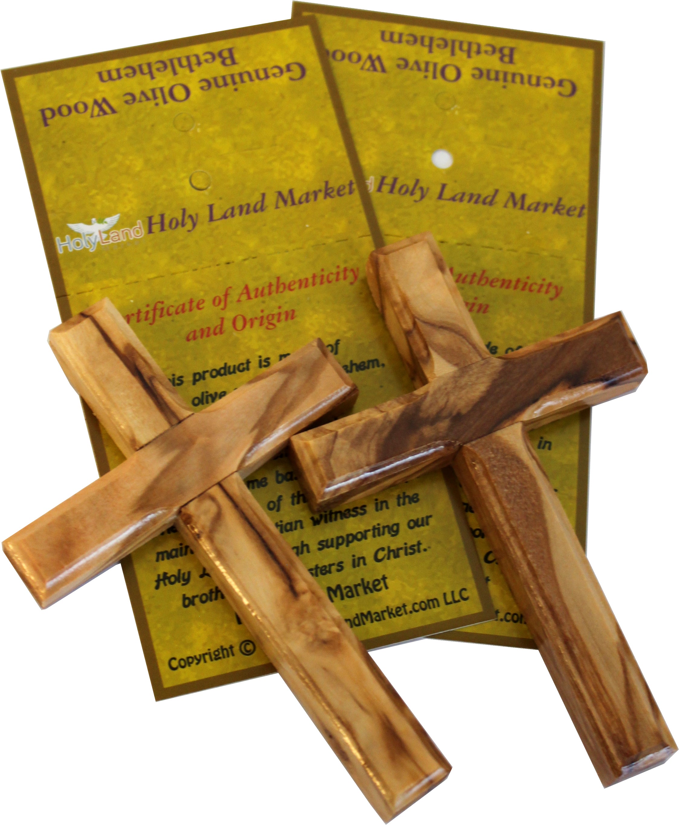  Holy Land Market Pair ( 2 ) of 3.75 Inch Olive Wood Wall Hanging Crosses from Bethlehem、mySite、elrpsem3k
