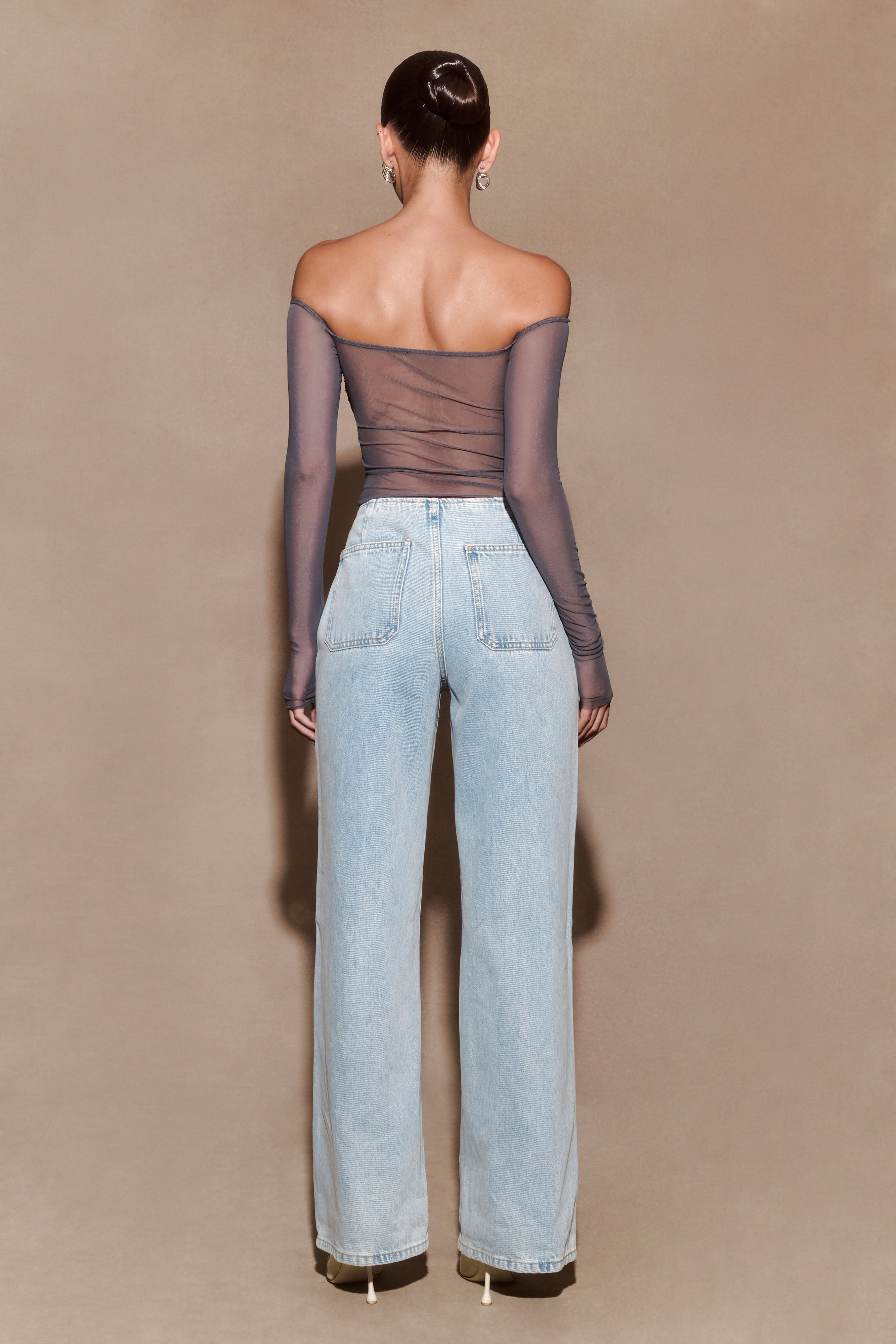 Garcelle Diamante Off Shoulder Top - Gunmetal、mySite、solidvoid