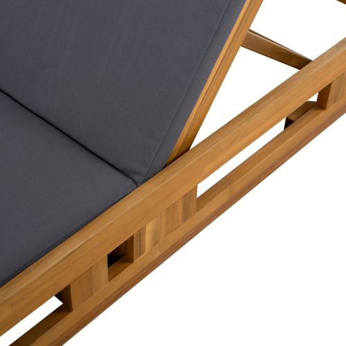LOUNGE CHAISE SET, ACACIA WOOD WITH WATER-RESISTANT LOUNGE CUSHIONS (CREAM & 4 INCH THICK) - MATCHING DARK GREY VERSION AVAILABLE、、eastwooduniform