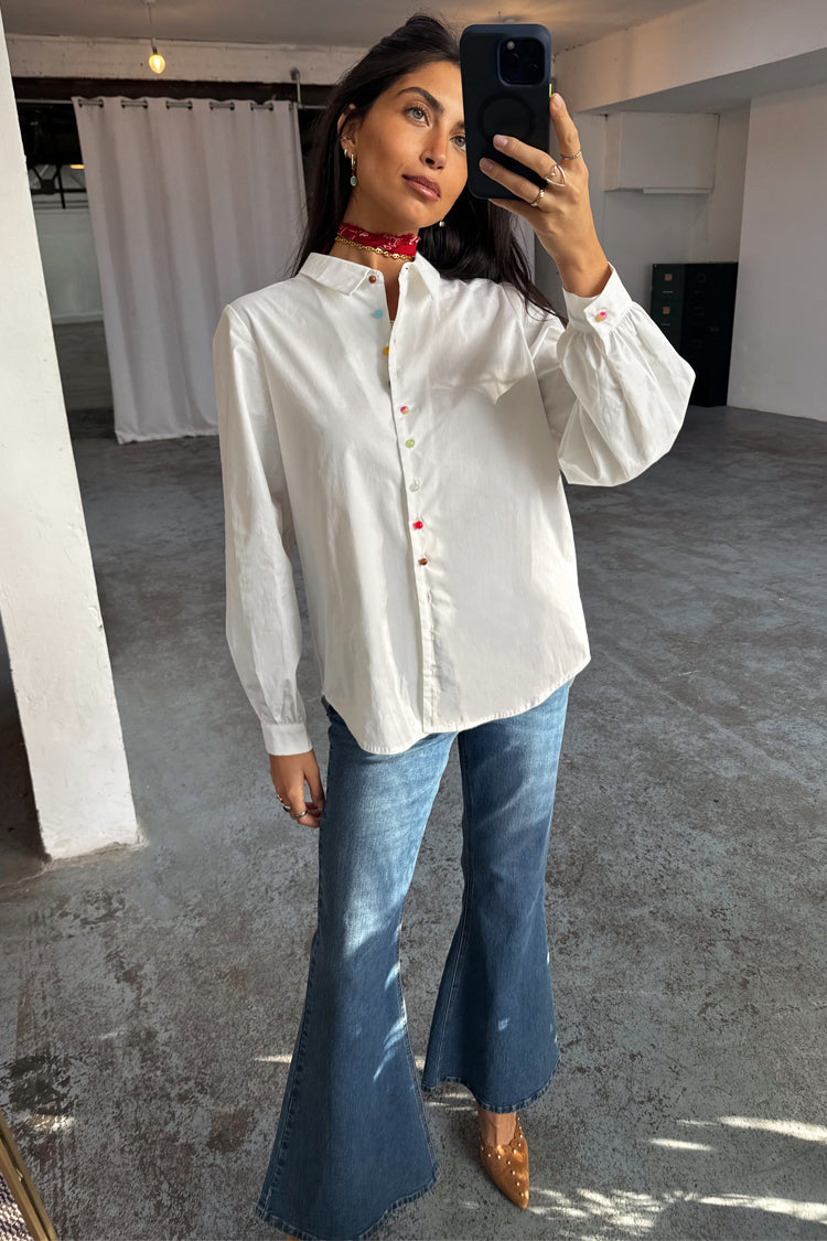 White Multi Button Charly Shirt、mySite、solidvoid