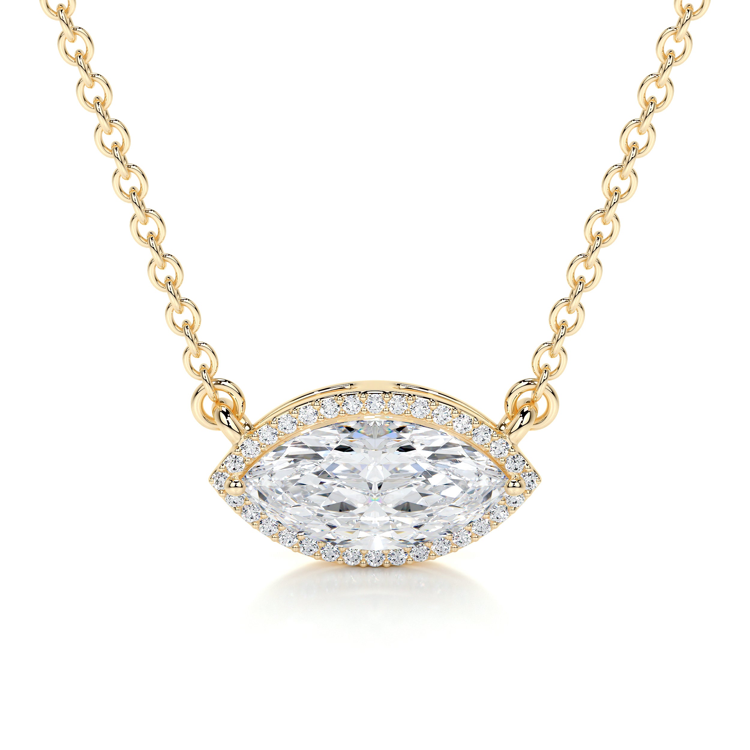 Britney Moissanite & Diamonds Necklace -18K Yellow Gold、mySite、hinf8tx79