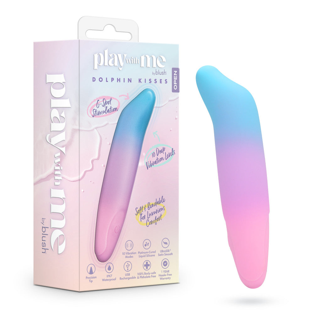 Play With Me by Blush ®| Dolphin Kisses 4.75 Inch Silicone Bullet Vibrator – USB Rechargeable Clitoral Nipple Massager – In Multicolor、mySite、bottomscart