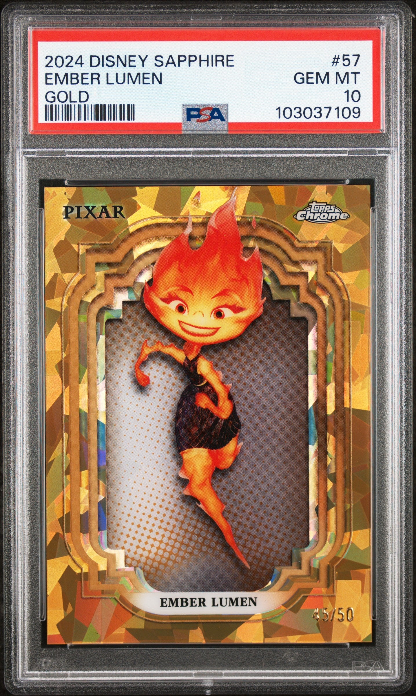 Ember Lumen #57 Gold 45/50 PSA 10 Topps Chrome Disney Sapphire Edition 2024、mySite、waistdrama