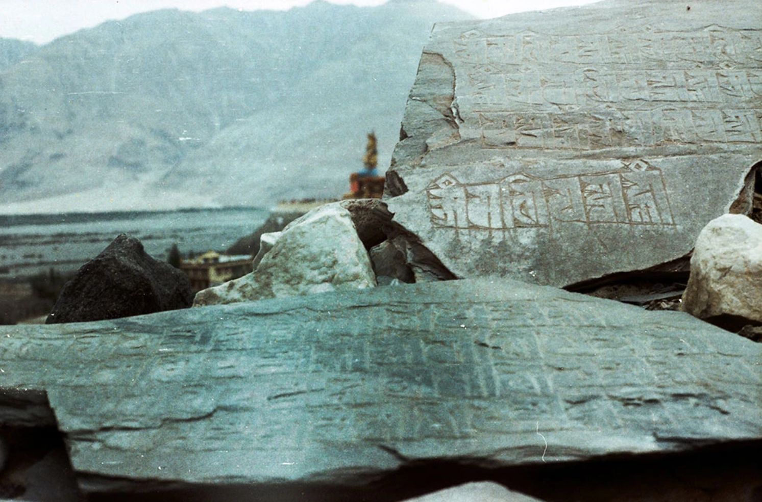 'Mantras carved on local stones' - Aman Chotani original print、mySite、topwebapps