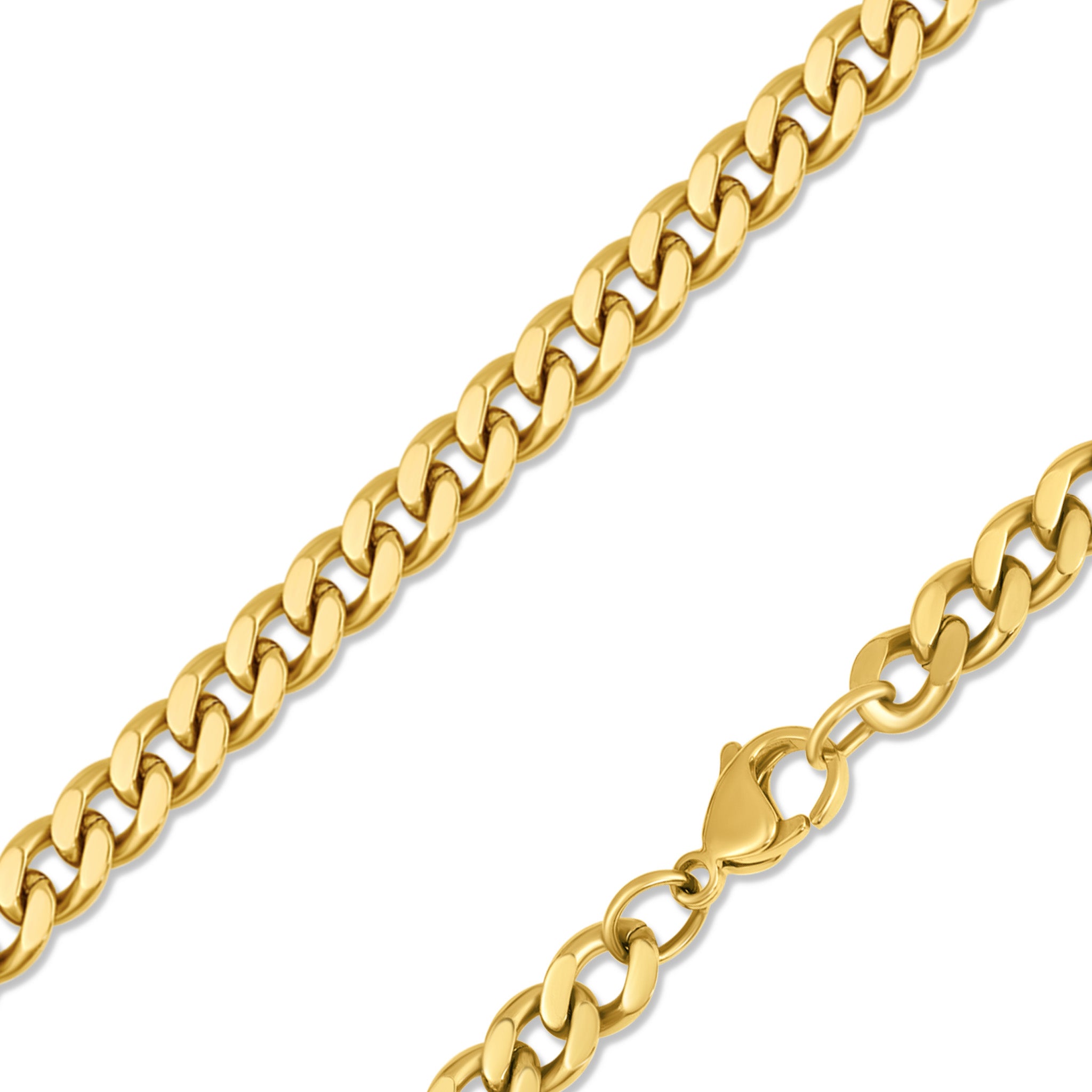 18K Gold PVD Stainless Steel Diamond Cut Curb Chain Necklace / CHN9710、mySite、dreamappss