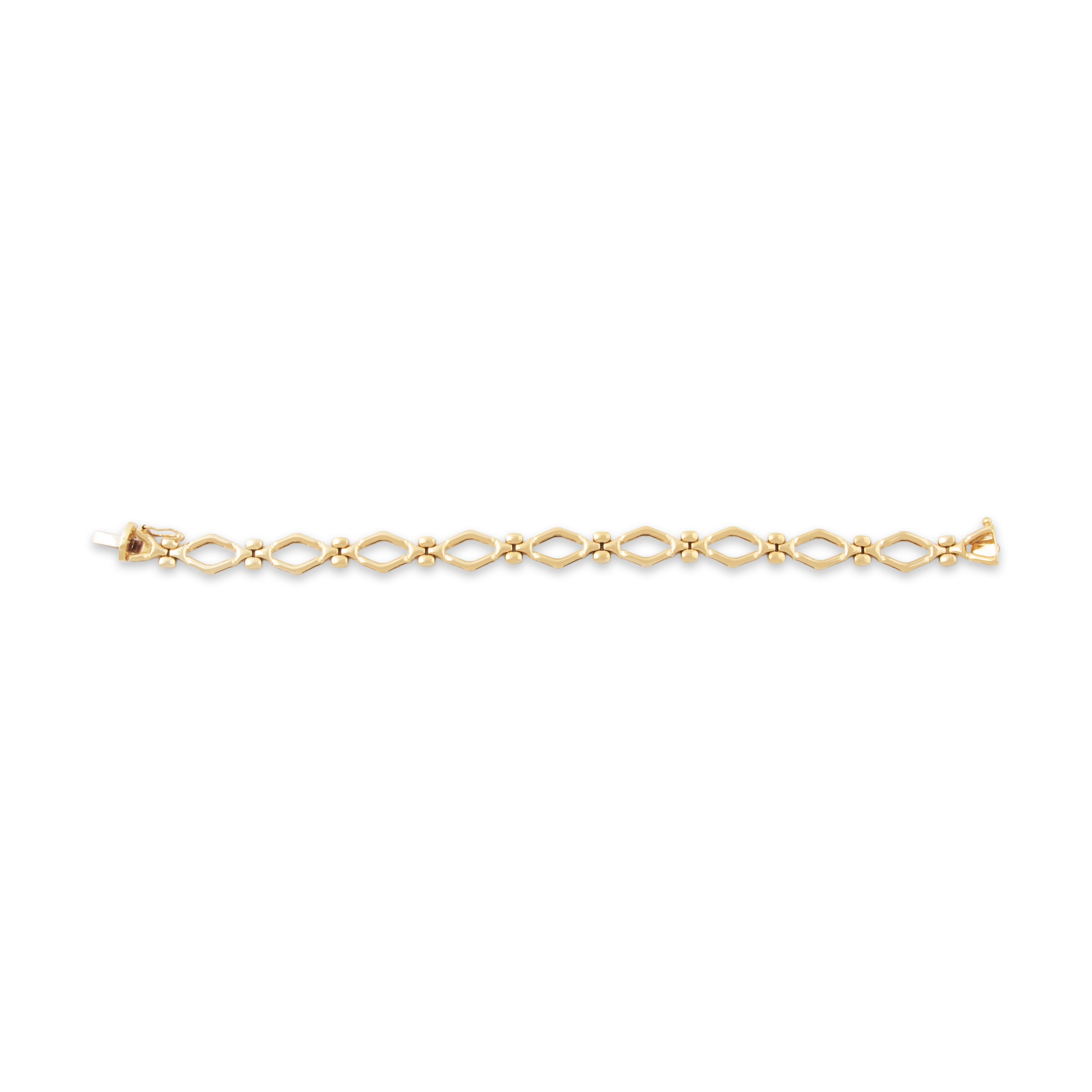 Vintage Italian 14k Yellow Gold Chic Open Link Bracelet 6.5、mySite、hinf8tx79