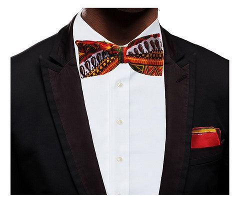 Red Dashiki African print Bow Tie and pocket square - DP3975BT、mySite、solidvoid