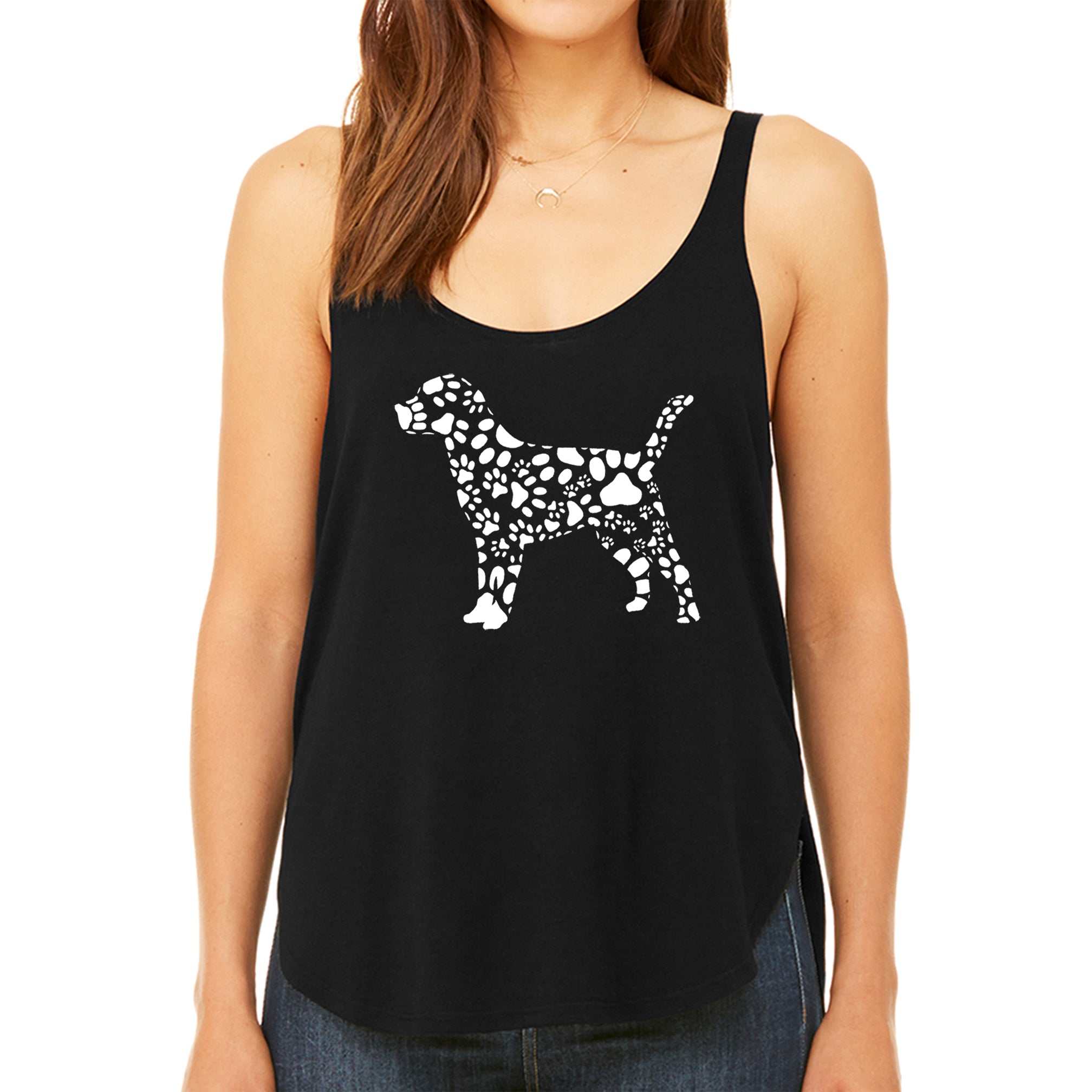Dog Paw Prints - Women's Premium Word Art Flowy Tank Top、mySite、camillekostekn