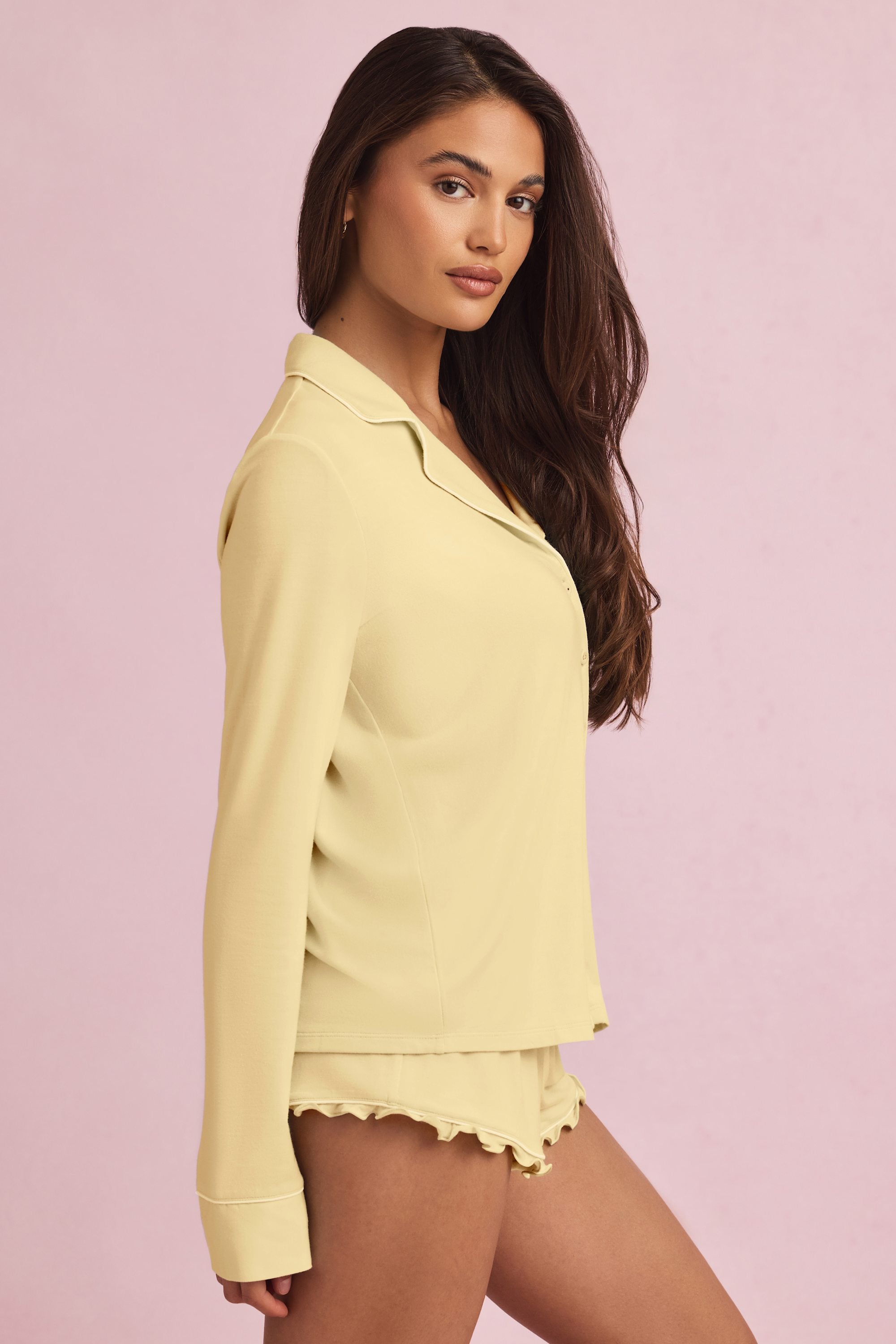  Long-Sleeve Pyjama Top in Pastel Yellow、mySite、sugarbowlscore