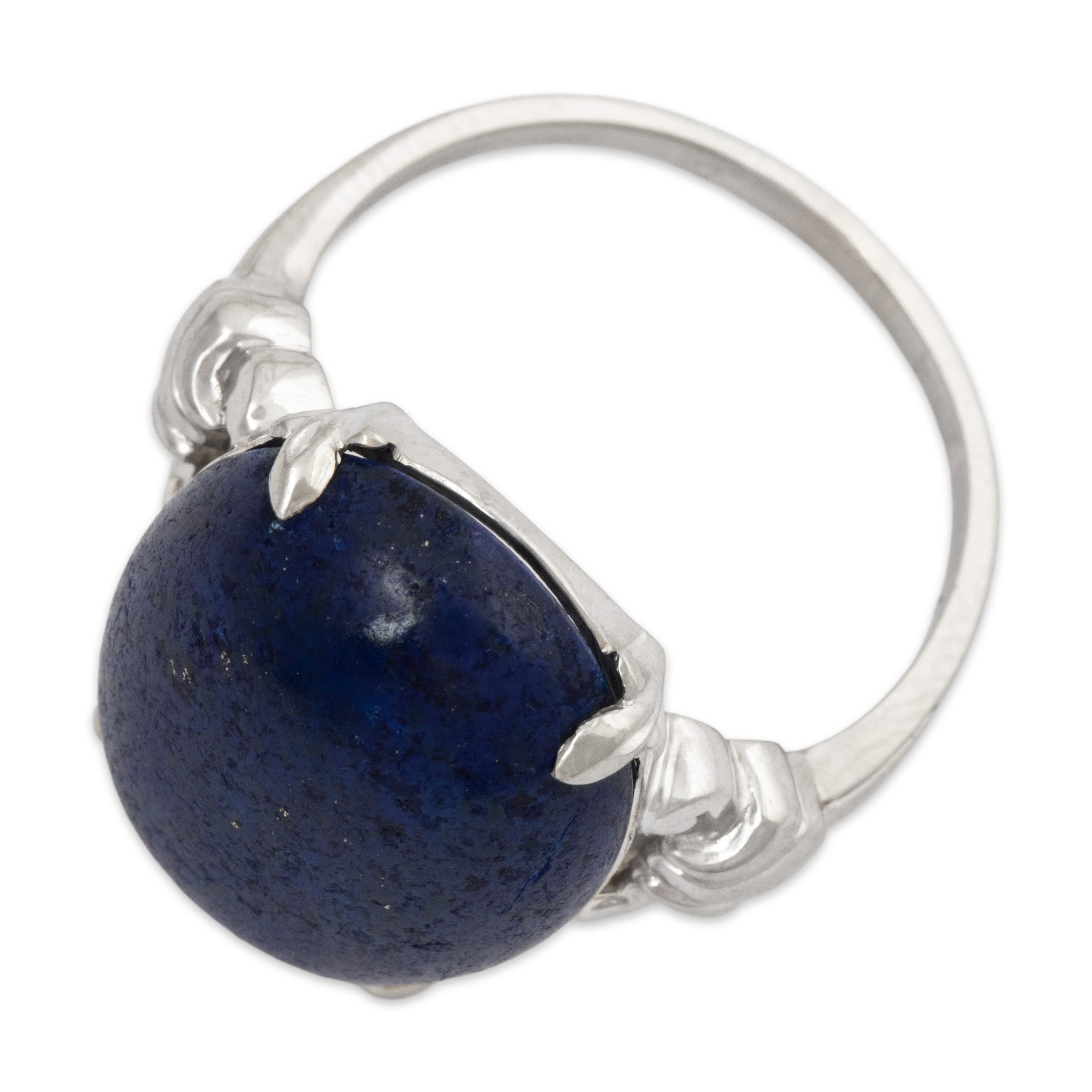 Vintage Large 14k White Gold 12.8ct Lapis Lazuli Cabochon Ring 8.50、mySite、hinf8tx79