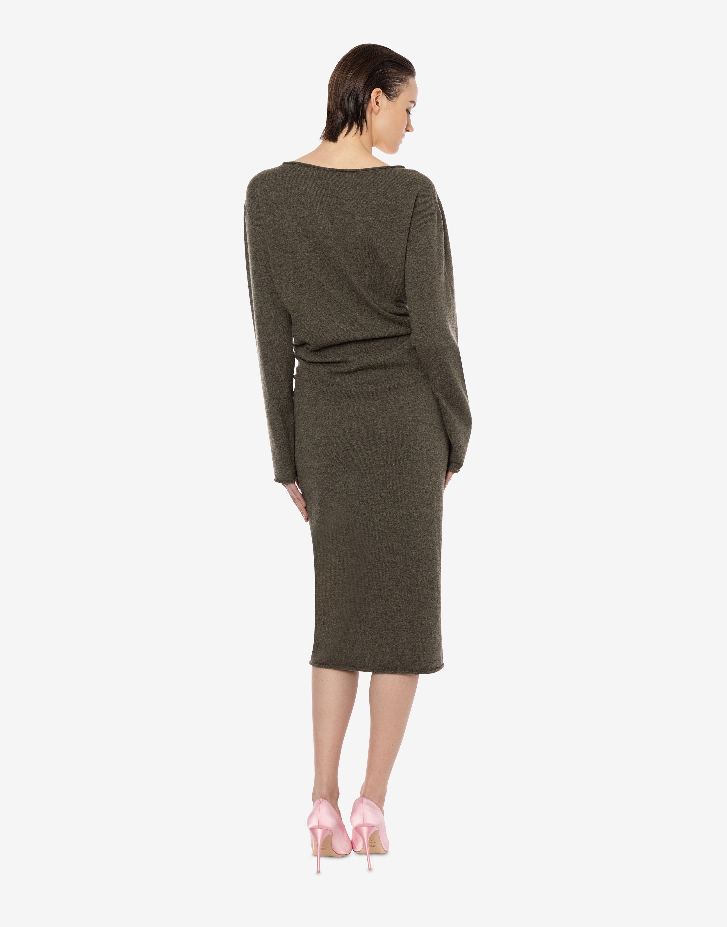 Abito longuette in seta e cashmere con spilla gioiello、mySite、aoinhome