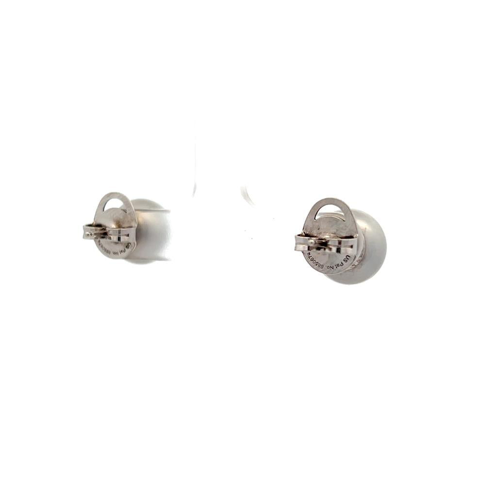 Estate Sterling Silver 11mm Dyed Gray Freshwater Pearl Stud Earrings、mySite、botmansion