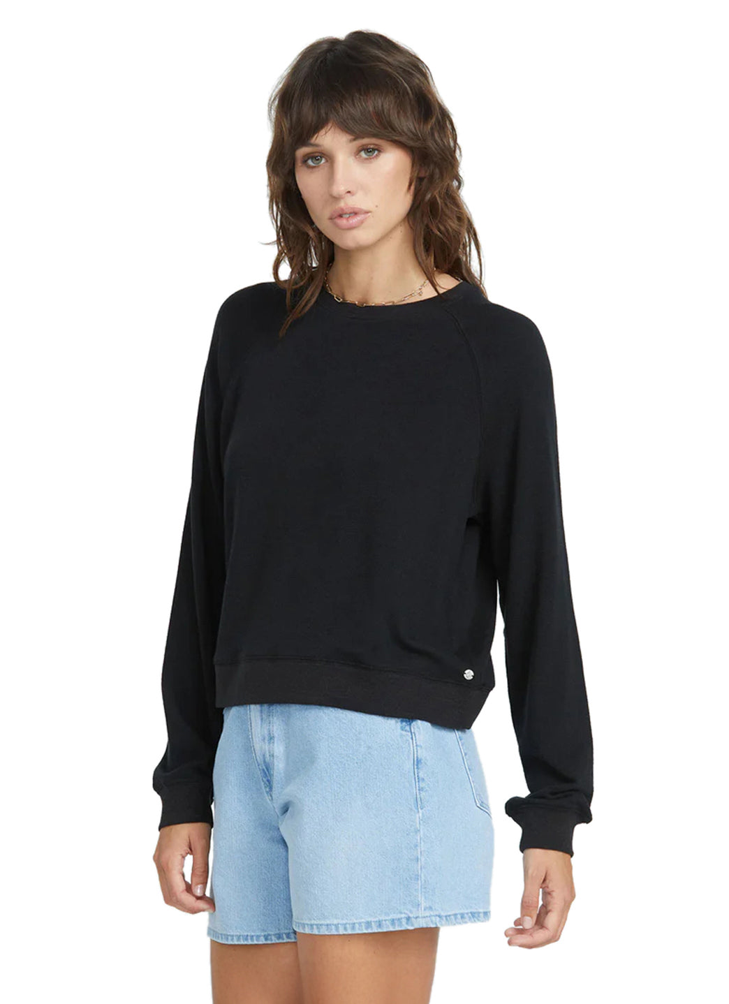 Volcom Women's Solid Lil Frenchie Long Sleeve Raglan Pullover、mySite、noshort