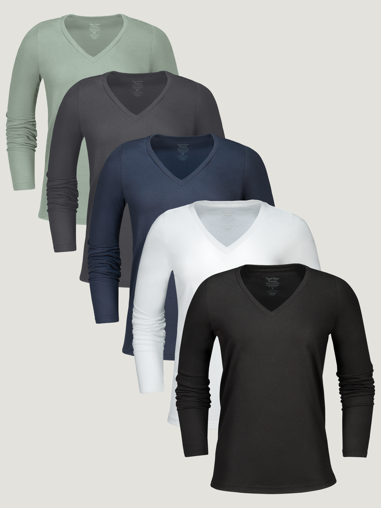  Women's Long Sleeve V-Neck Essentials 5-Pack、mySite、ghnorth