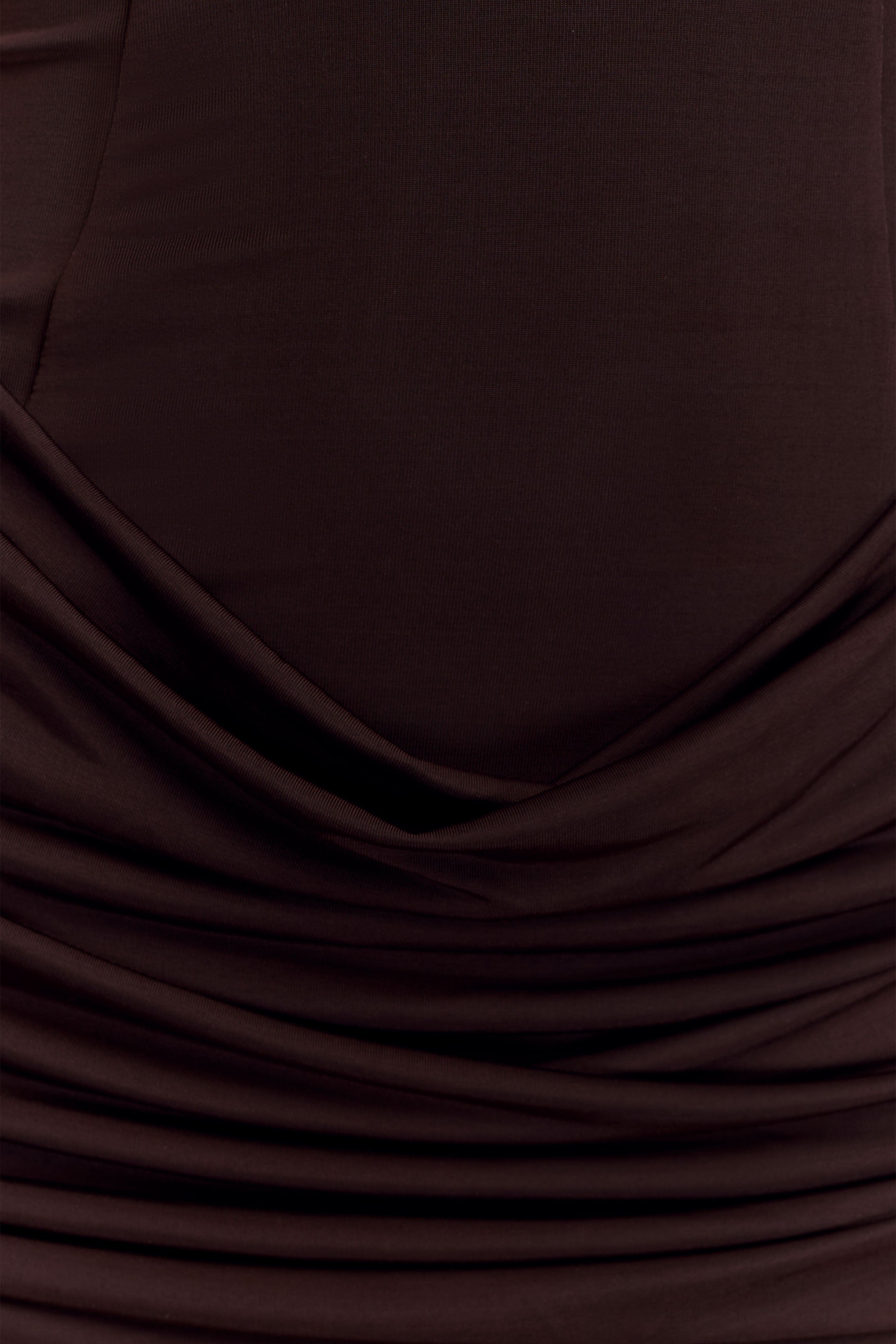 Mattea Slinky And Mesh Mini Dress With Scarf - Dark Chocolate、mySite、solidvoid