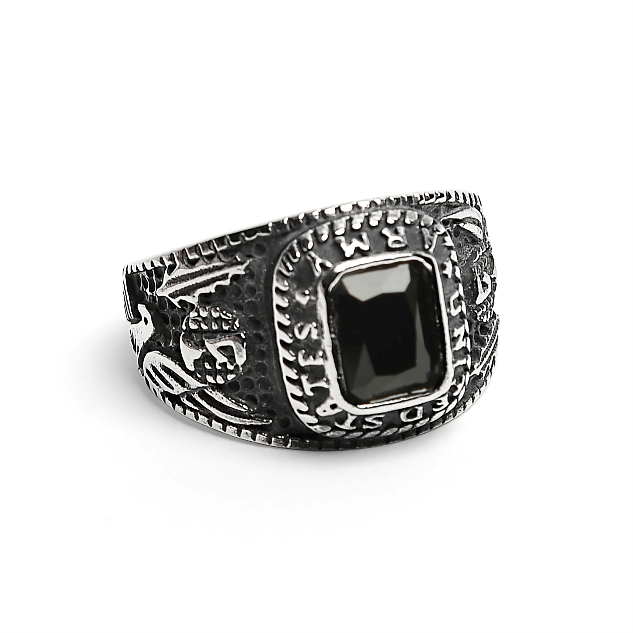 United States Army Stainless Steel With Black Center Stone Women's Ring / MCR4056、mySite、dreamappss
