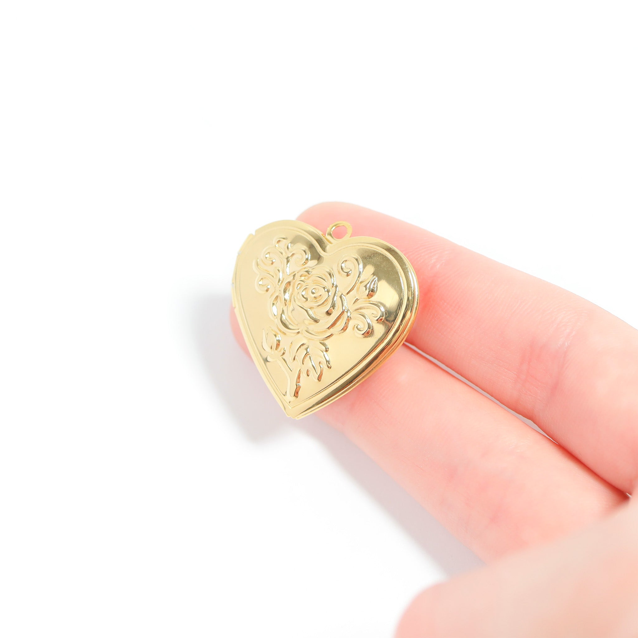 18K Gold PVD Stainless Steel Rose Heart Locket / PDL0237、mySite、dreamappss