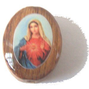Immaculate heart Oval wooden medal -enamel (14x11mm -0.55x0.43)、mySite、topwebapps