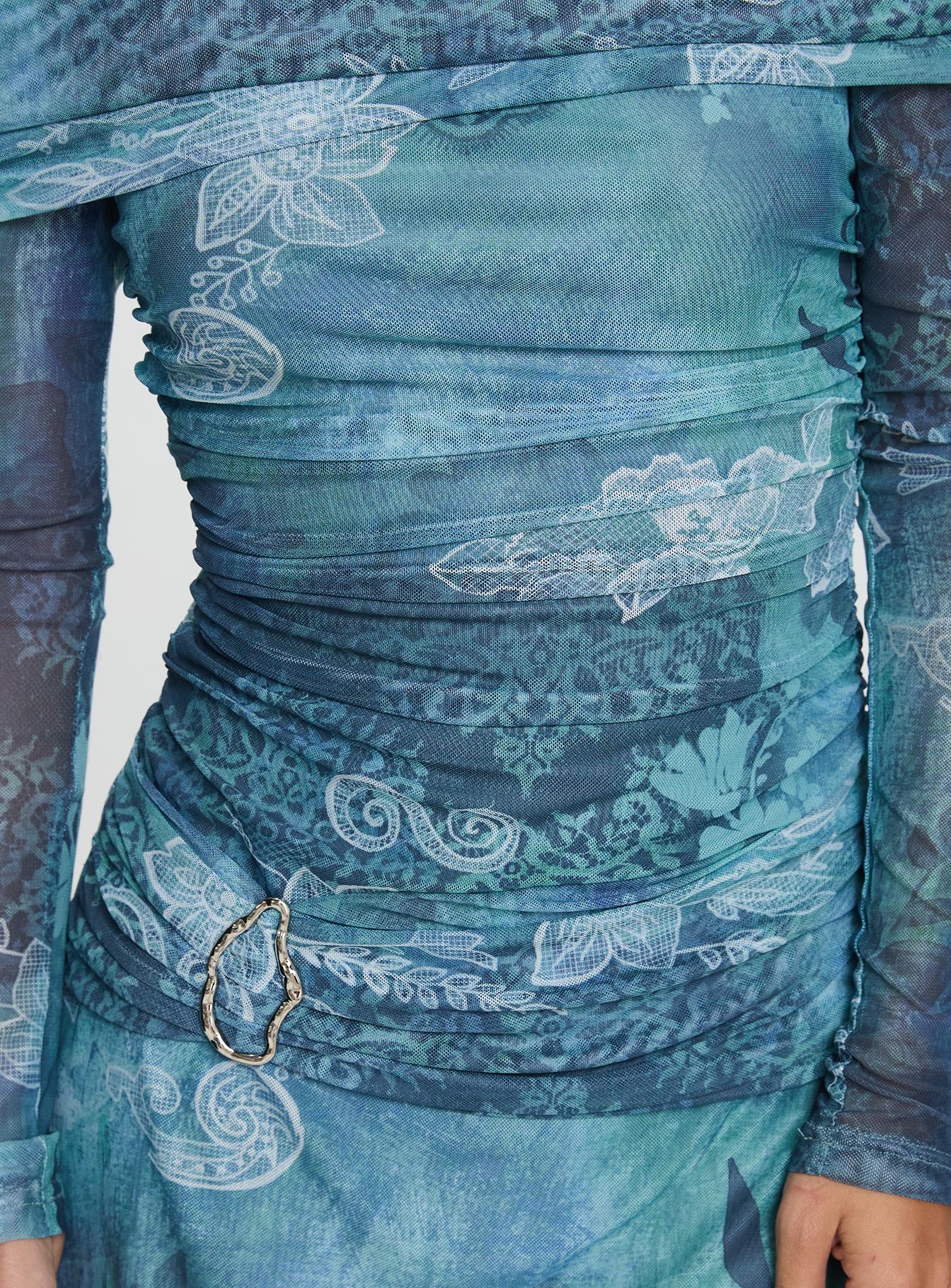 Olympique Long Sleeve Mini Dress Blue Multi、mySite、solidvoid