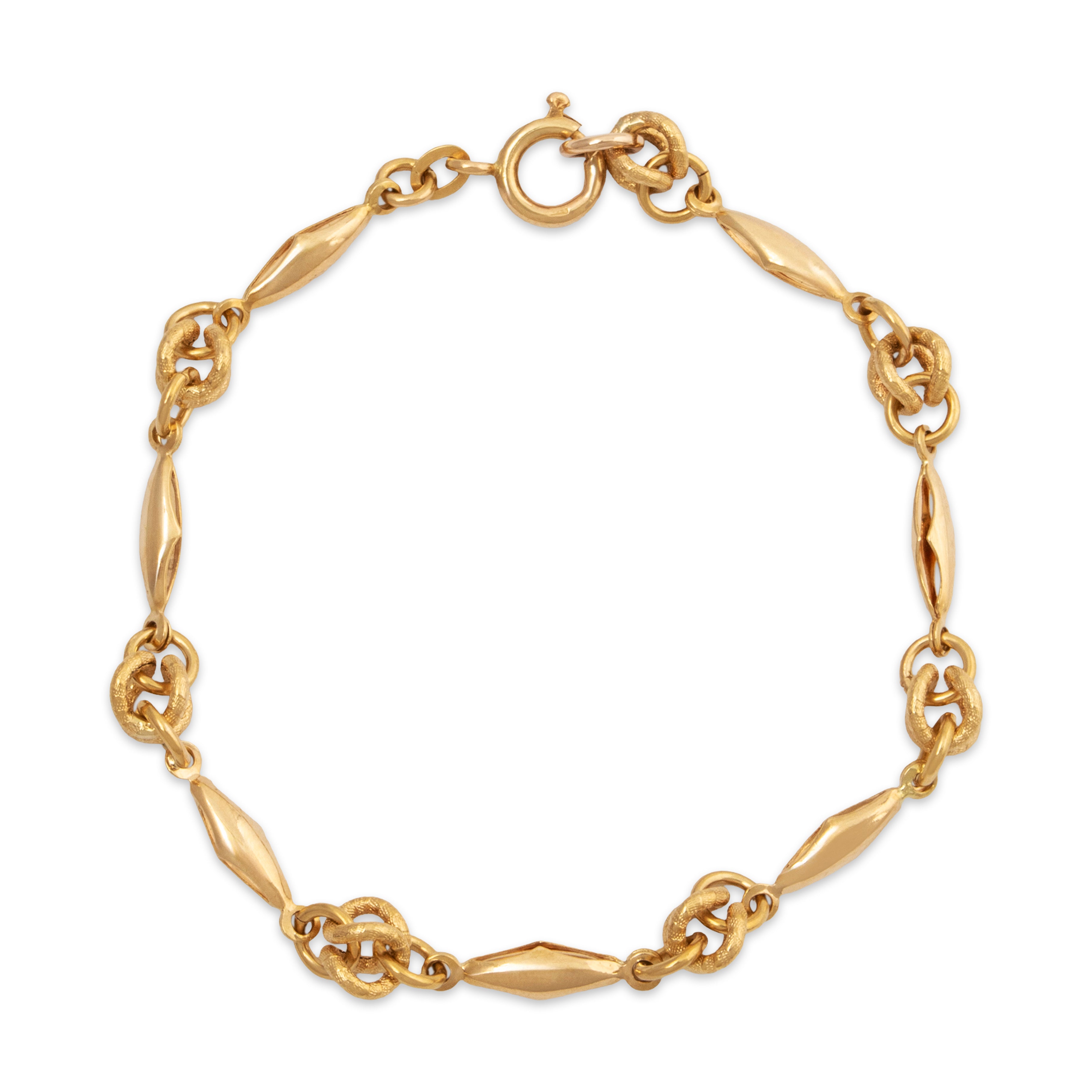 Vintage 18k Yellow Gold Unique Textured Open Link Bracelet 7.25、mySite、hinf8tx79