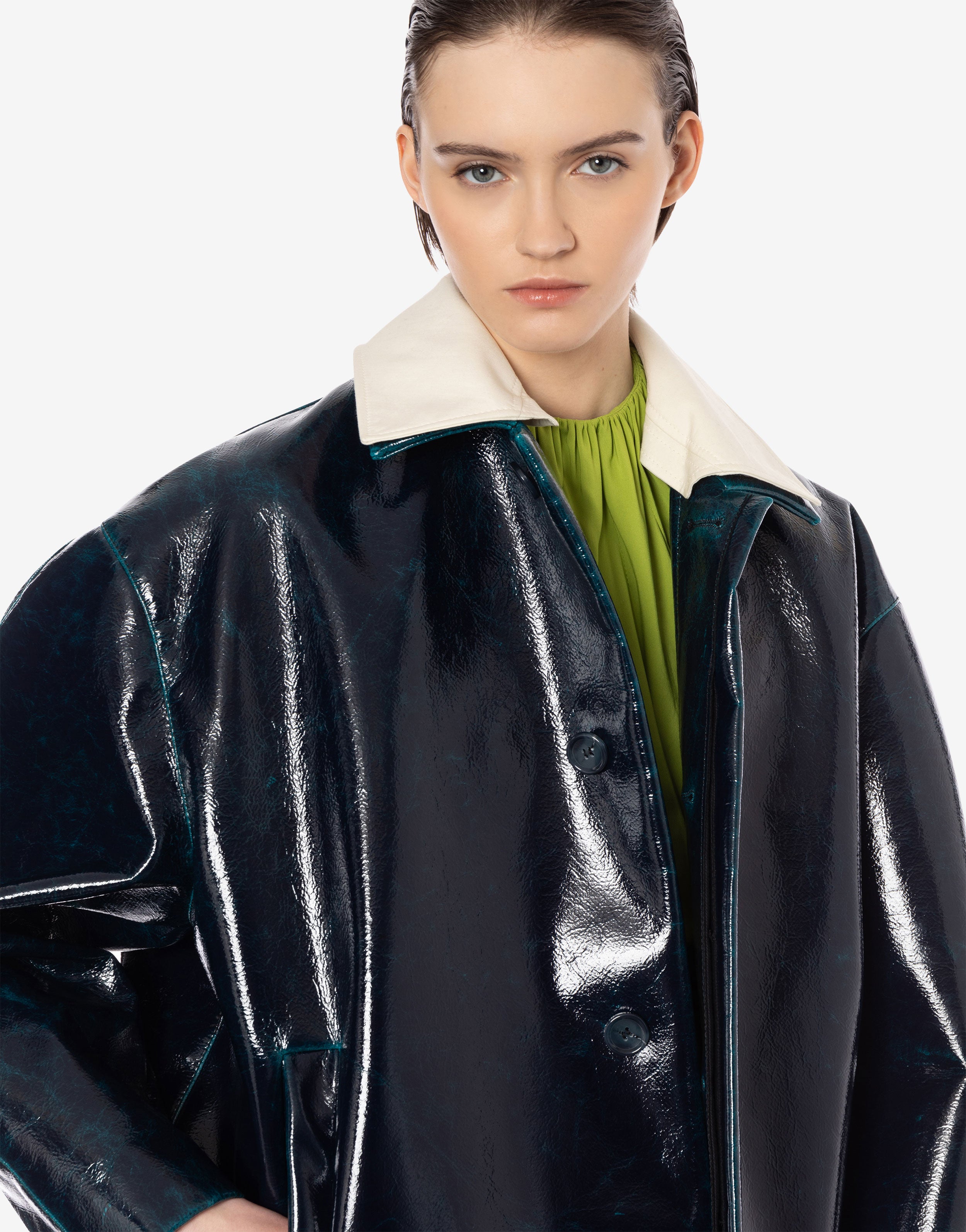 Peacoat in lana spalmata、mySite、aoinhome