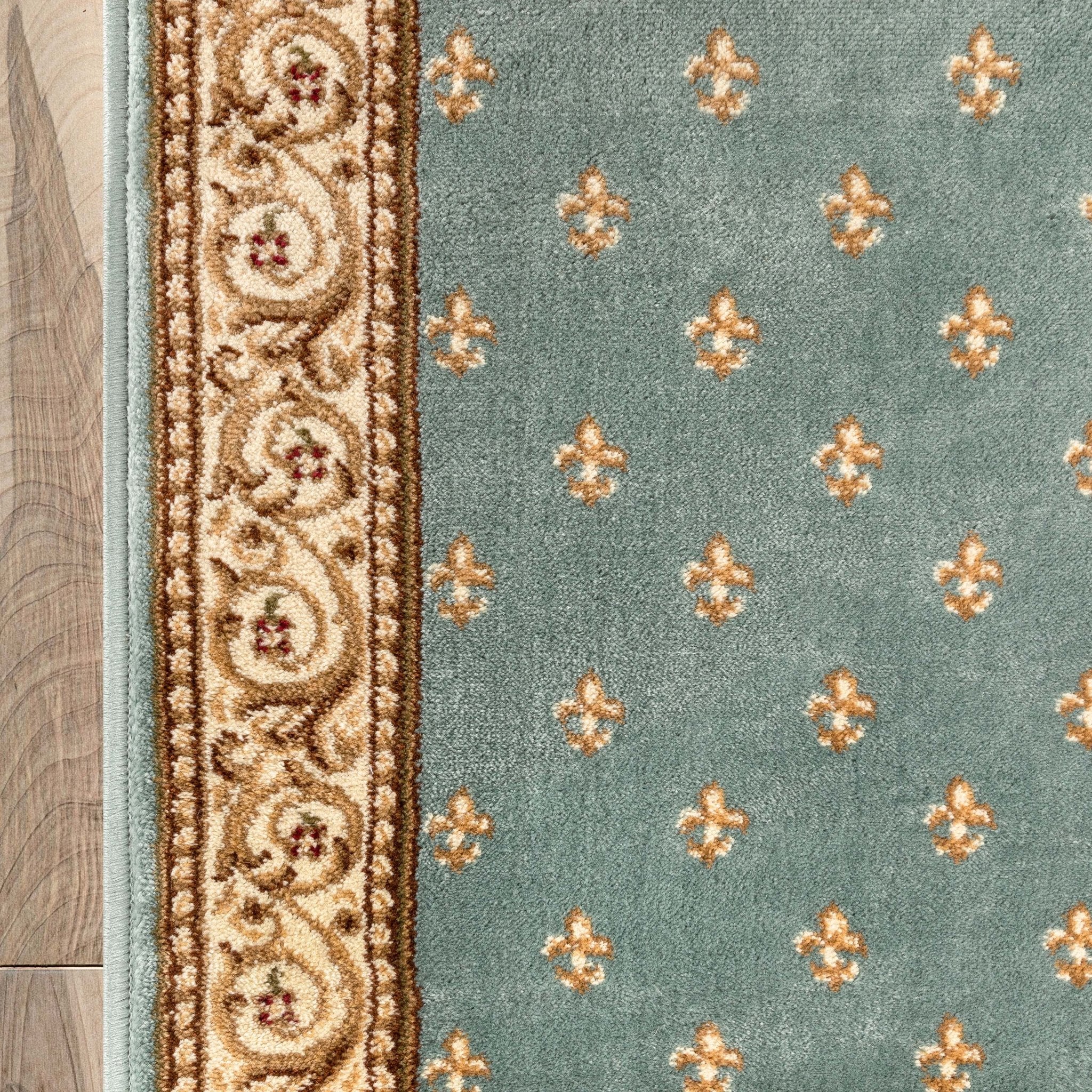 Custom Size Hallway & Stair Runner Fleur de Lis Traditional Light Blue 27 Inch Wide x Choose Your Custom Length Runner Rug、mySite、gigharbornorthrealestate