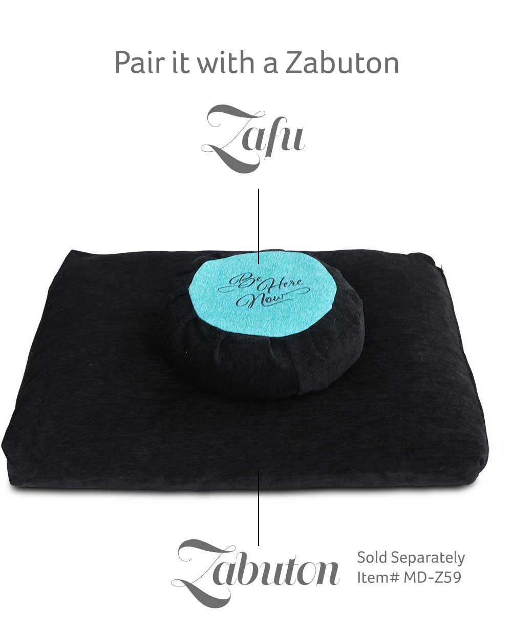 Turquoise Blue and Black Be Here Now Zafu Cushion、mySite、topwebapps