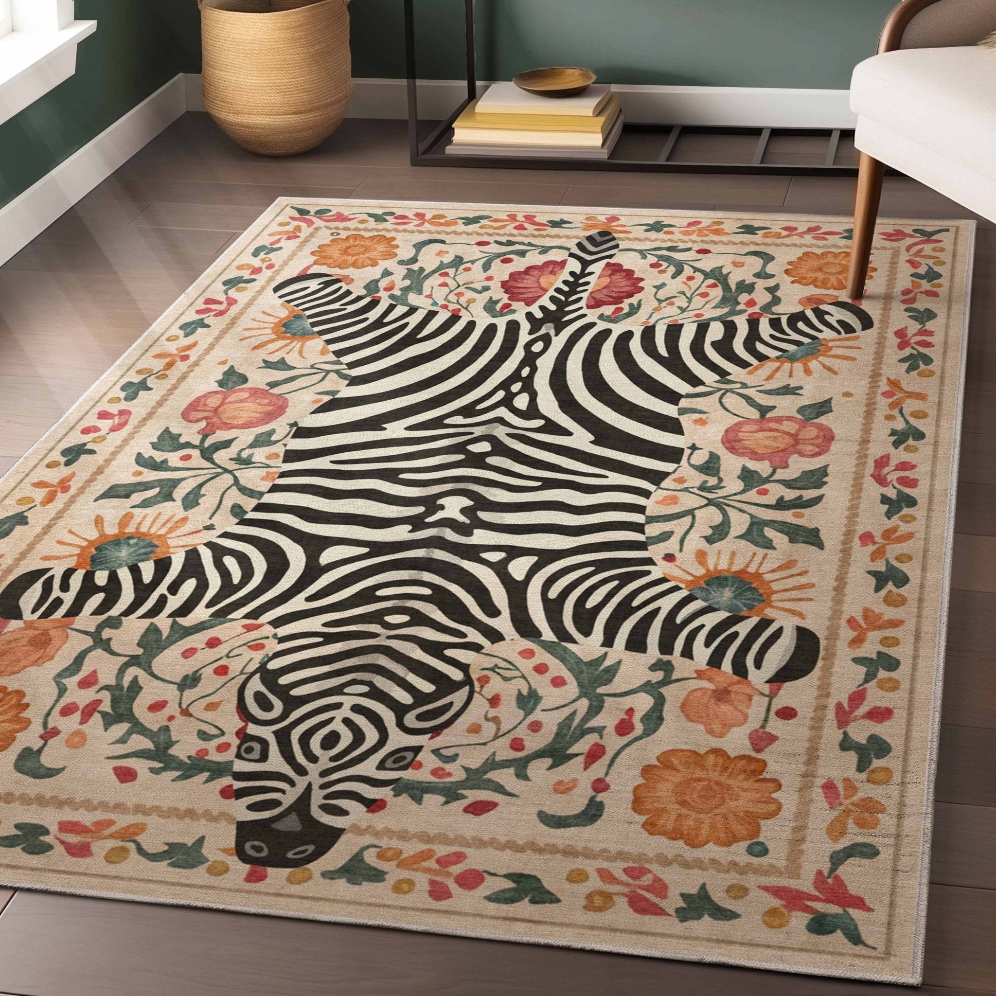 Zebra's Haven Ivory Multi Rug Perfect for Living Room, Dining Room, Bedroom and Kitchen、mySite、gigharbornorthrealestate