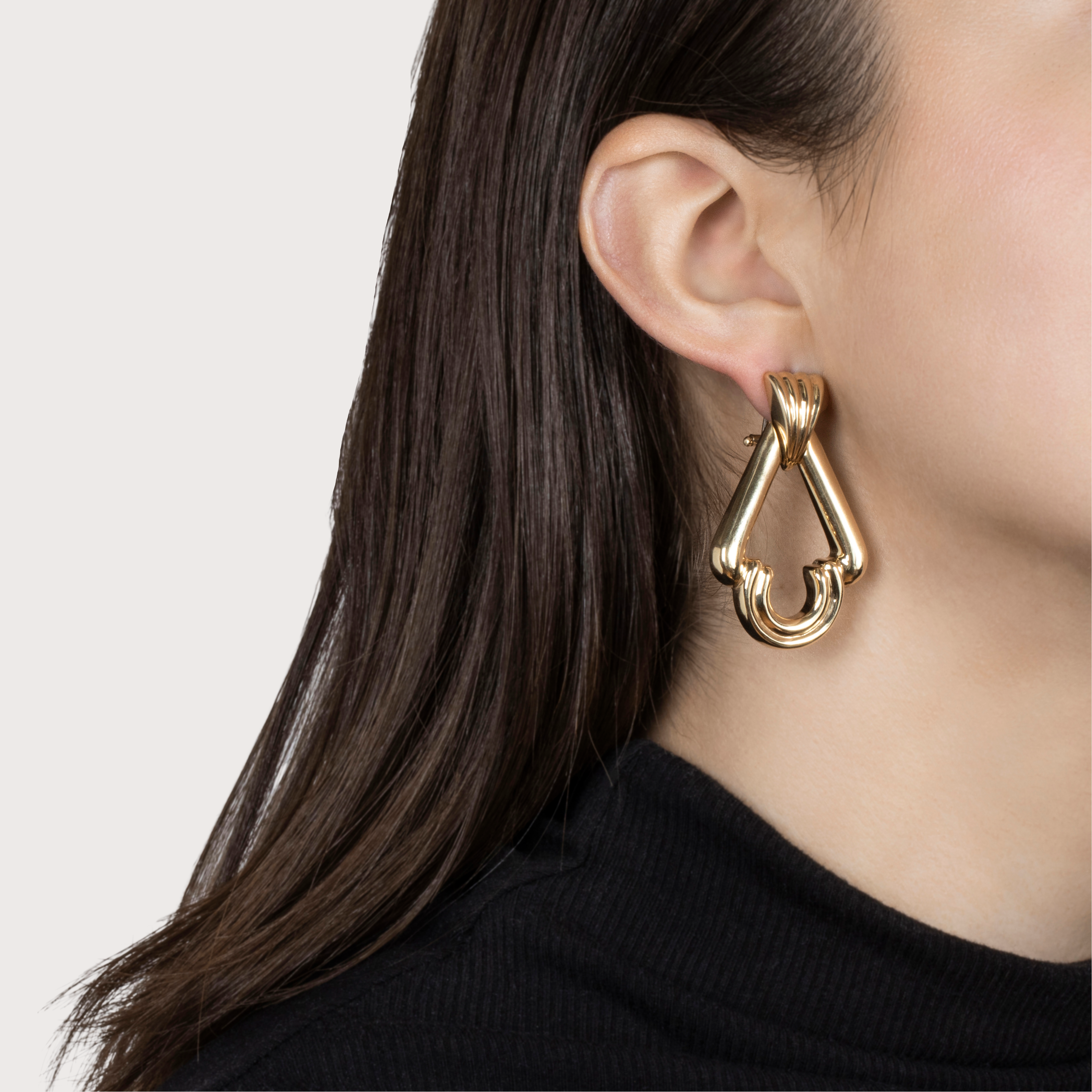 Vintage Huge Italian 14k Yellow Gold Modernist Earrings、mySite、hinf8tx79