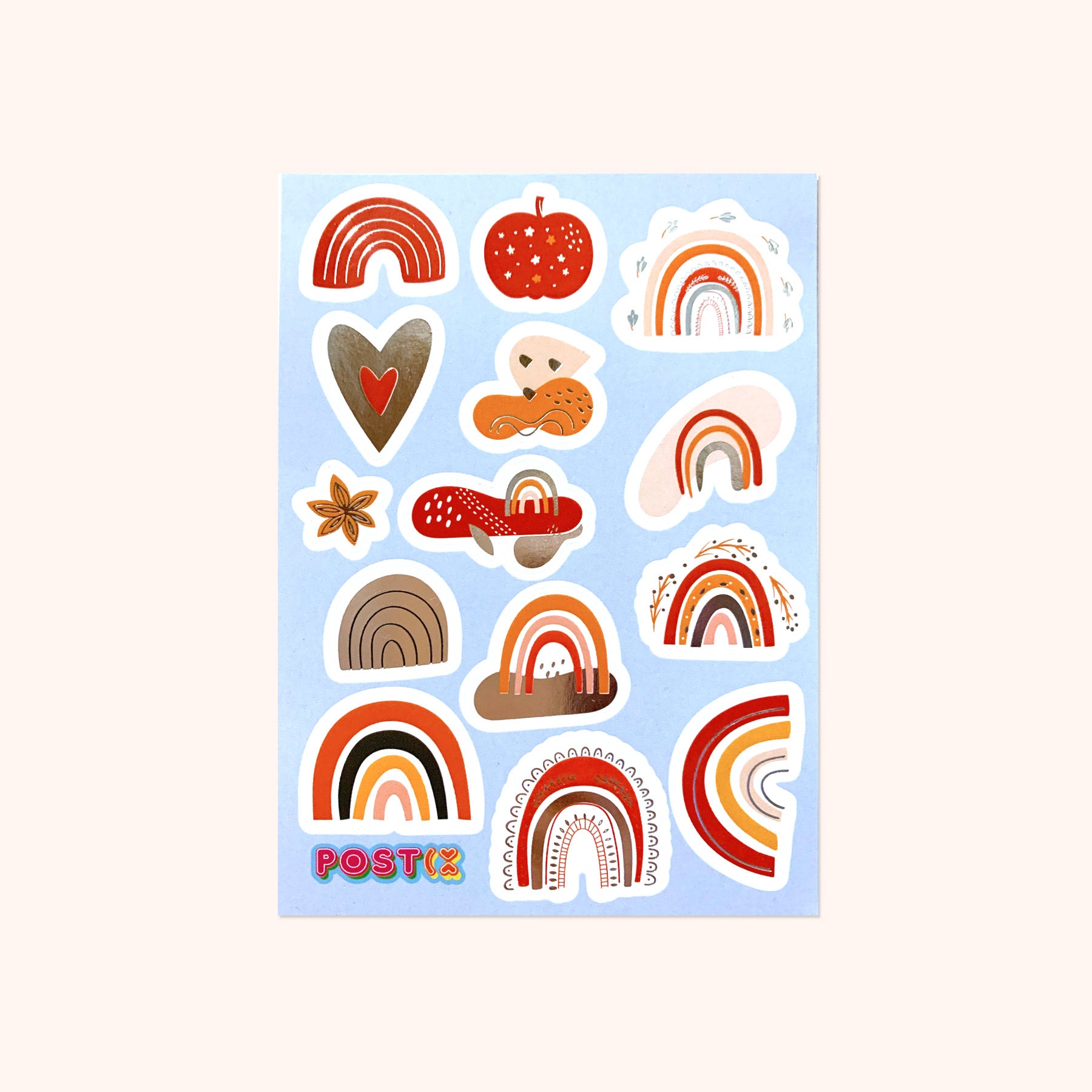  Abstract Autumn Rainbows Silver Foil Sticker Sheet、mySite、ghnorth