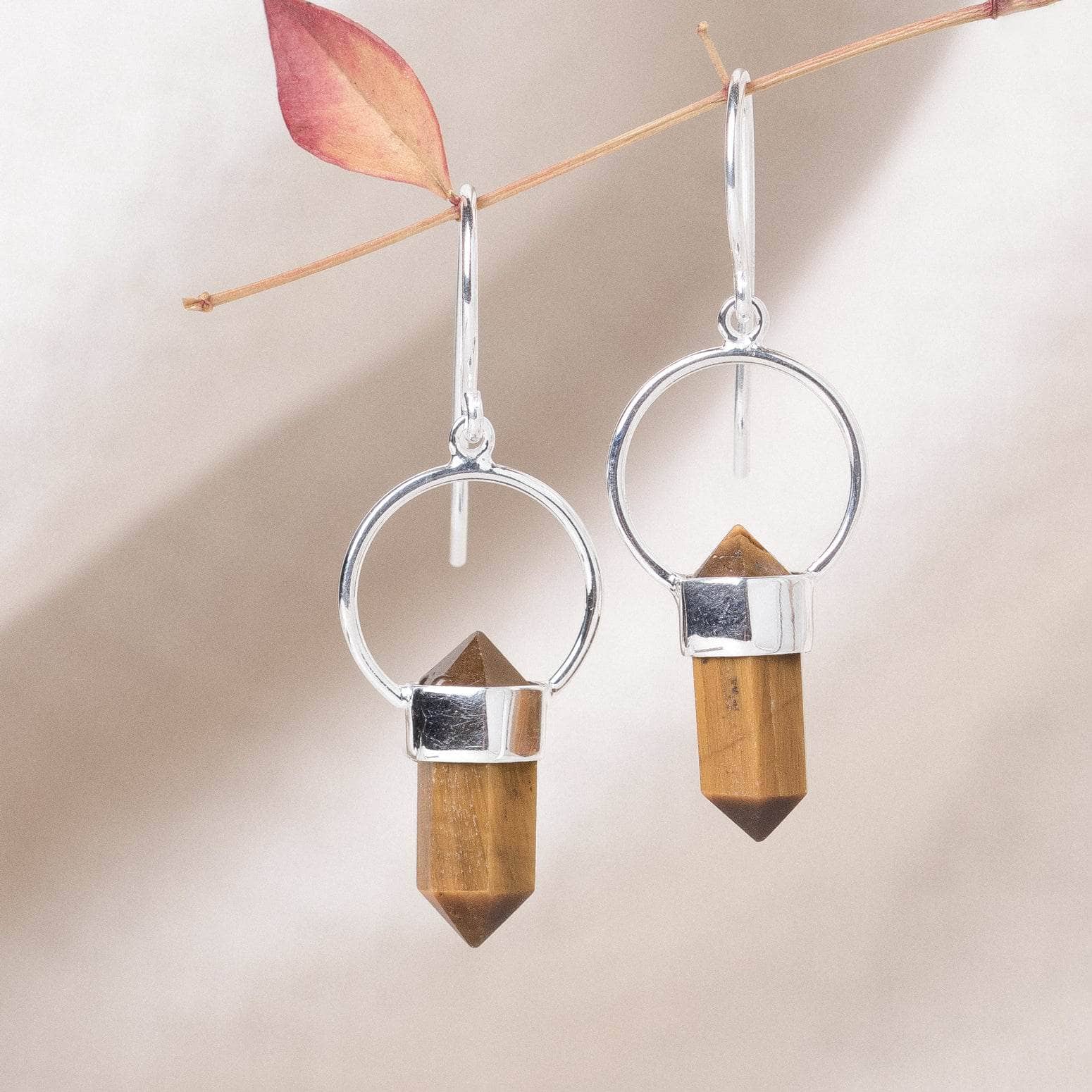 Tiger Eye Crystal Point Earrings、mySite、hinf8tx79