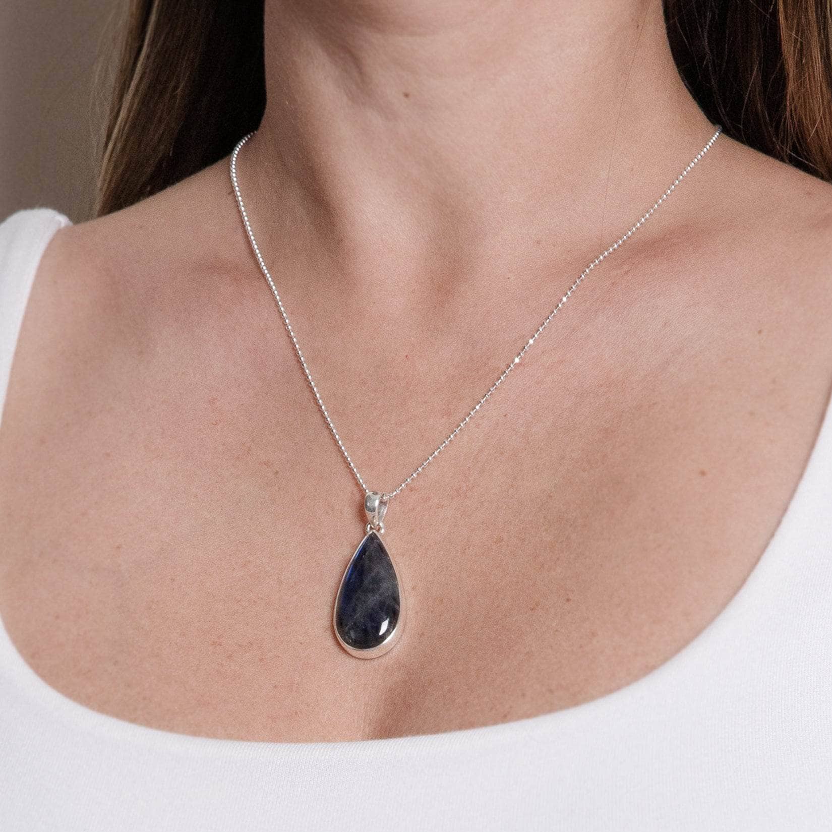 Genuine Labradorite Teardrop Pendant Necklace、mySite、hinf8tx79