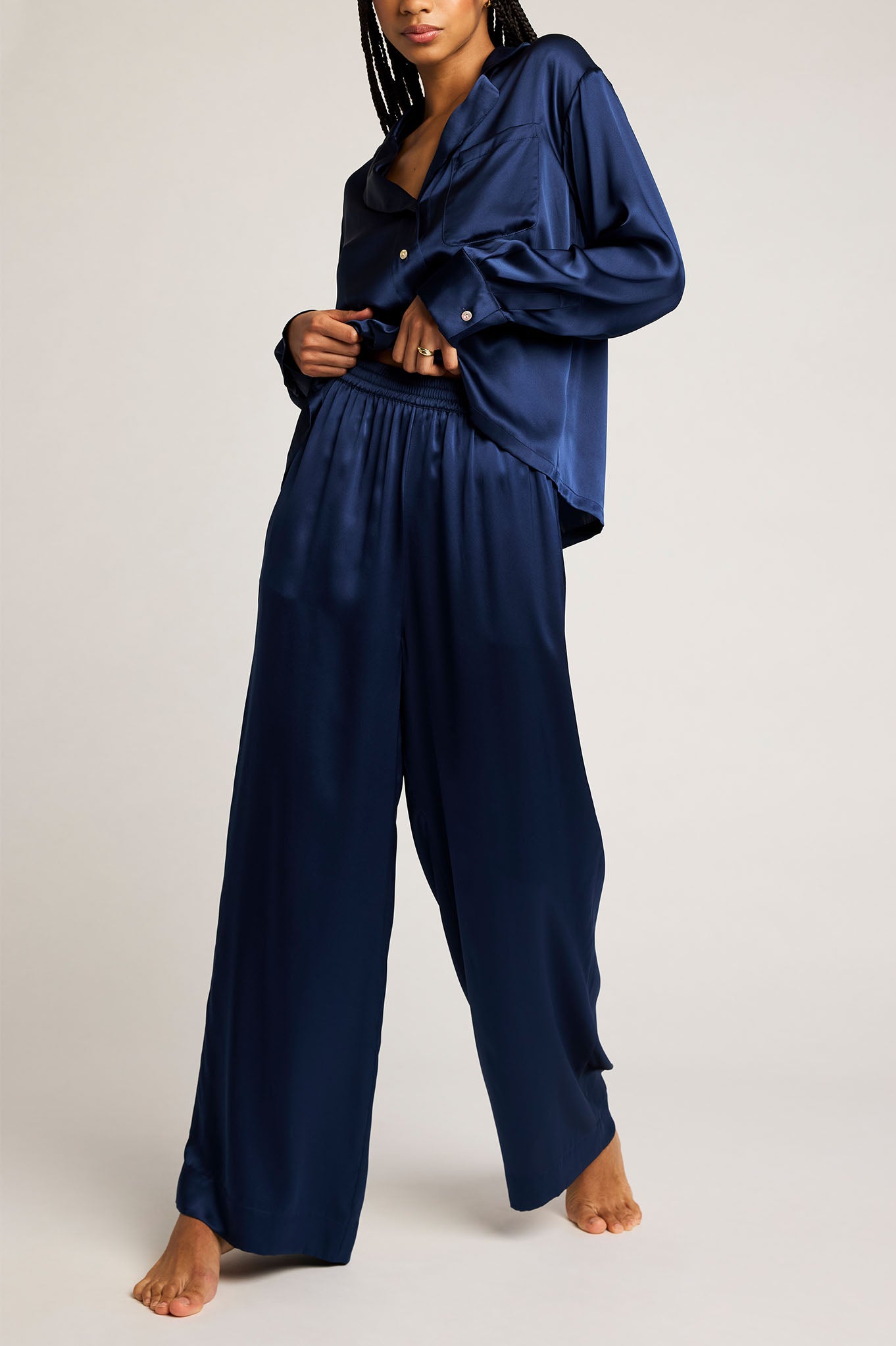 Eclipse Silk Shirt in Navy、mySite、bengalsvssteelers