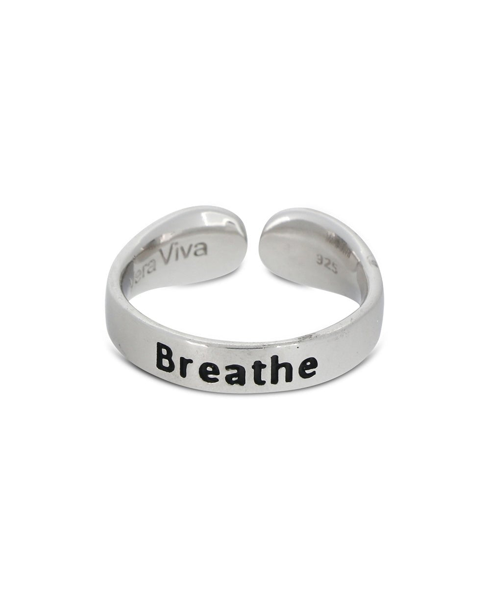 Breathe Inspirational Adjustable Sterling Silver Ring、mySite、topwebapps
