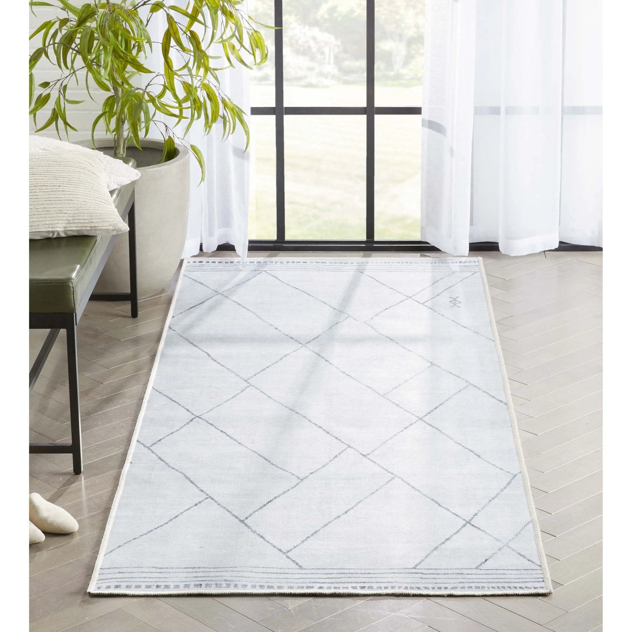Bryn Moroccan Lattice Trellis Ivory Grey Area Flat-Weave Rug、mySite、gigharbornorthrealestate