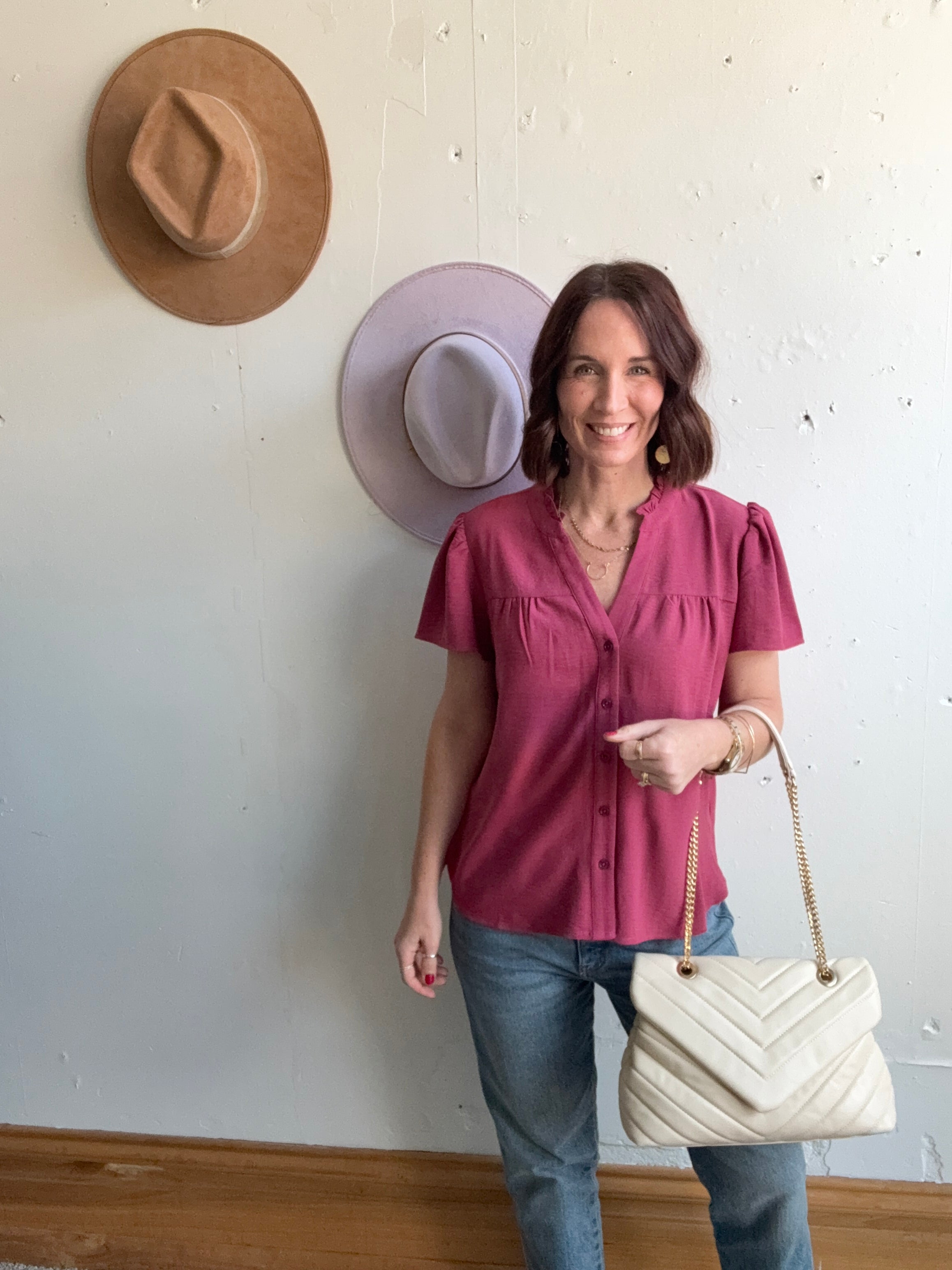 Valorie's Ruffle Button Down、mySite、garagedoors4me